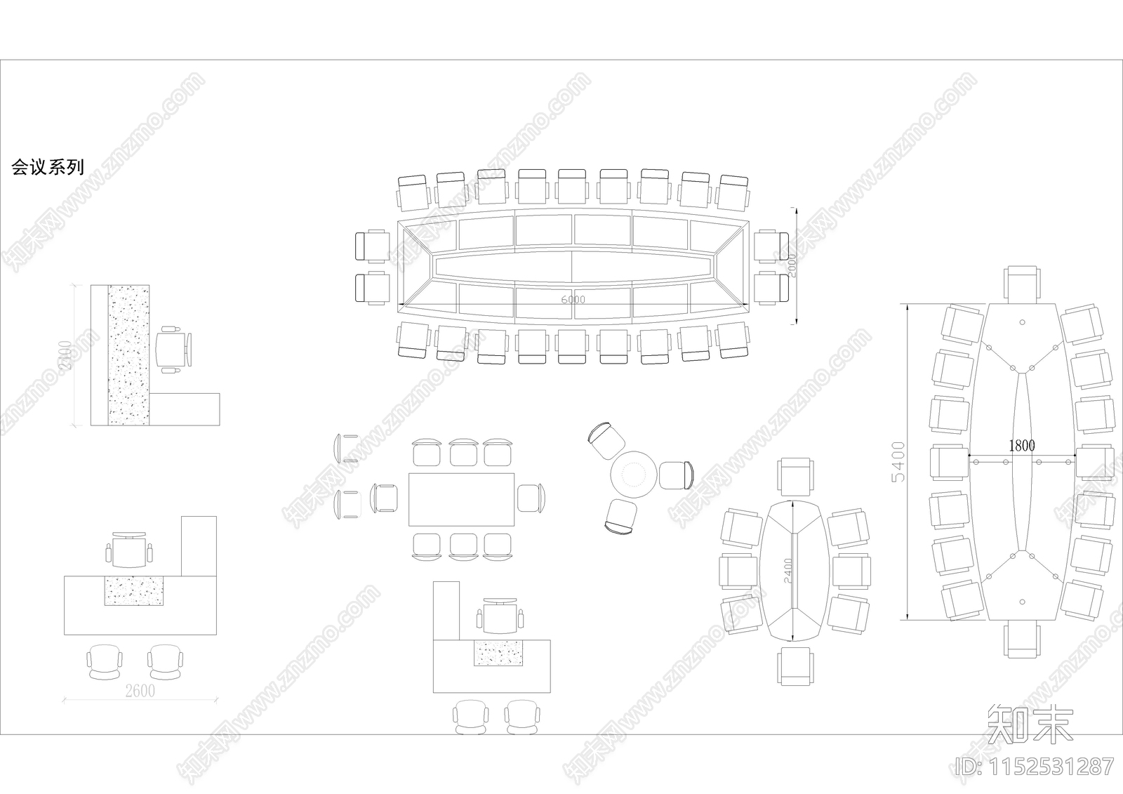 现代简约室内办公室家具平面施工图下载【ID:1152531287】