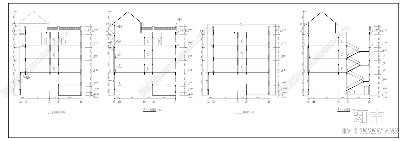 欧式简约宾馆旧改建筑图cad施工图下载【ID:1152531438】