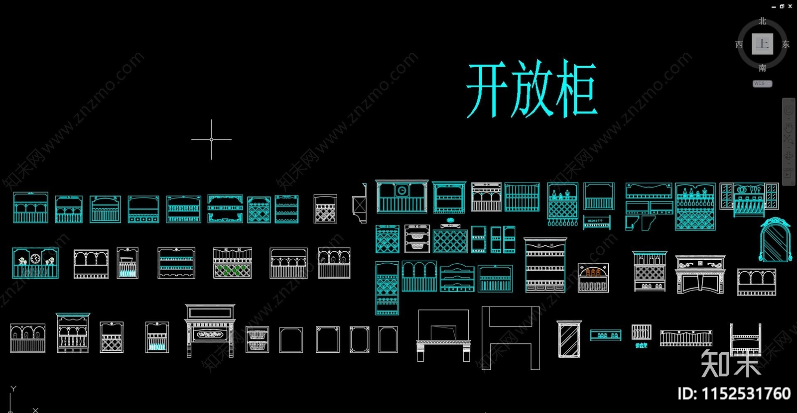 美式室内橱柜柜子施工图下载【ID:1152531760】