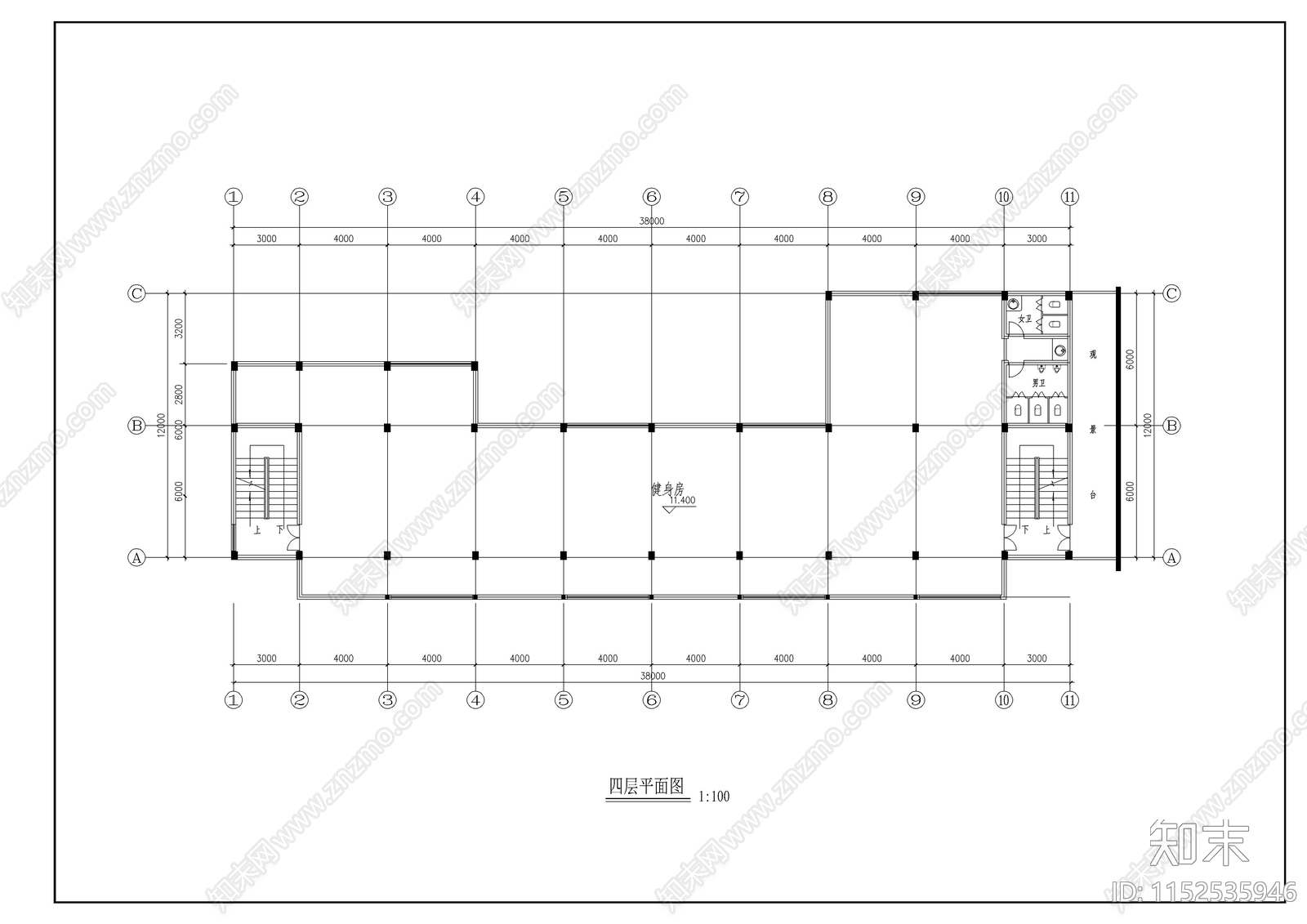 现代简约六层商业建筑平立面建筑cad施工图下载【ID:1152535946】