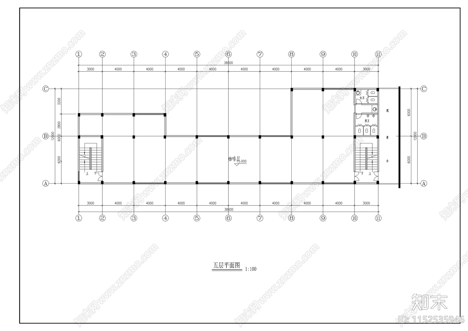 现代简约六层商业建筑平立面建筑cad施工图下载【ID:1152535946】