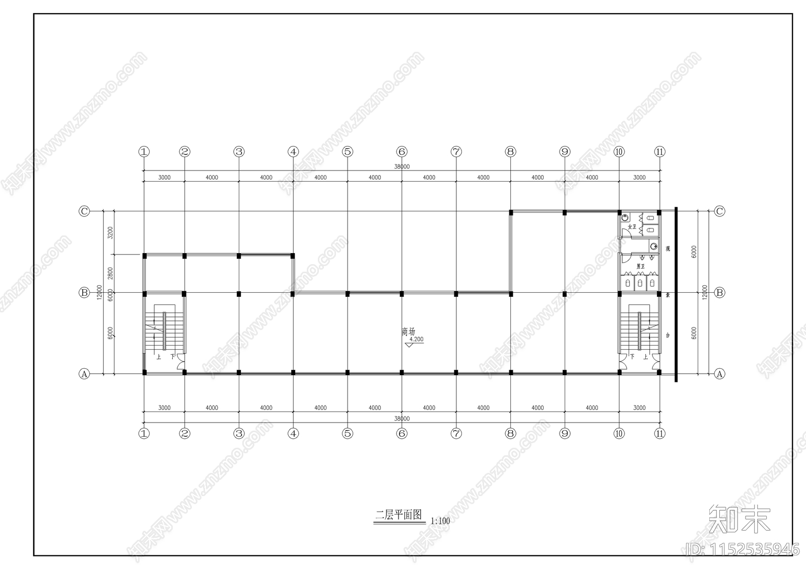 现代简约六层商业建筑平立面建筑cad施工图下载【ID:1152535946】