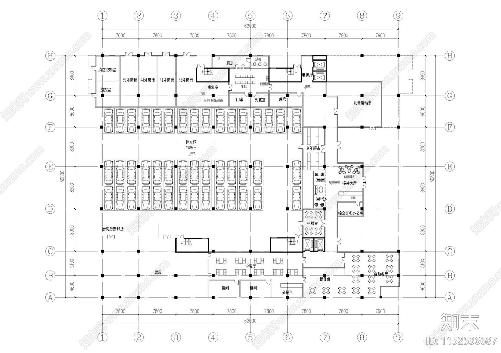 现代多层养老社区公寓平面图cad施工图下载【ID:1152536687】