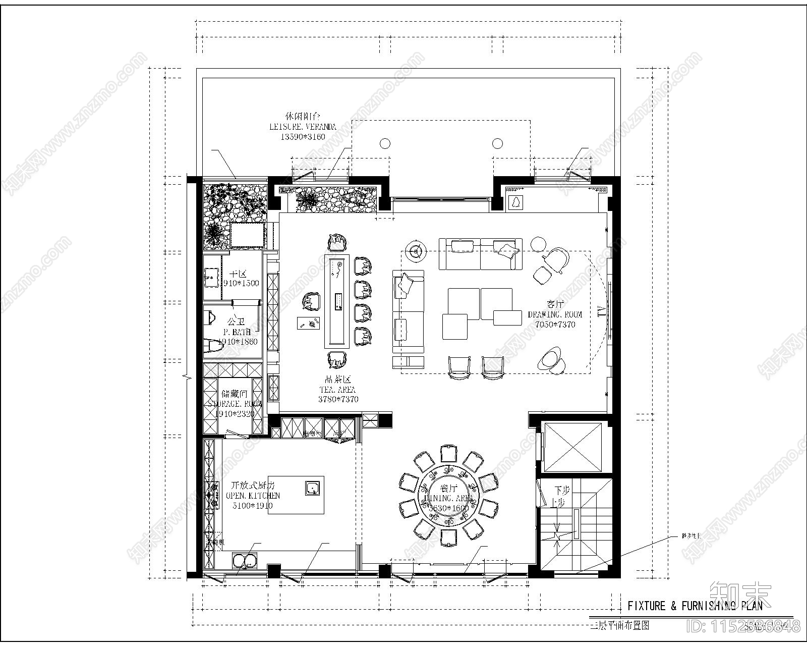 现代别墅一二三层cad施工图下载【ID:1152536848】