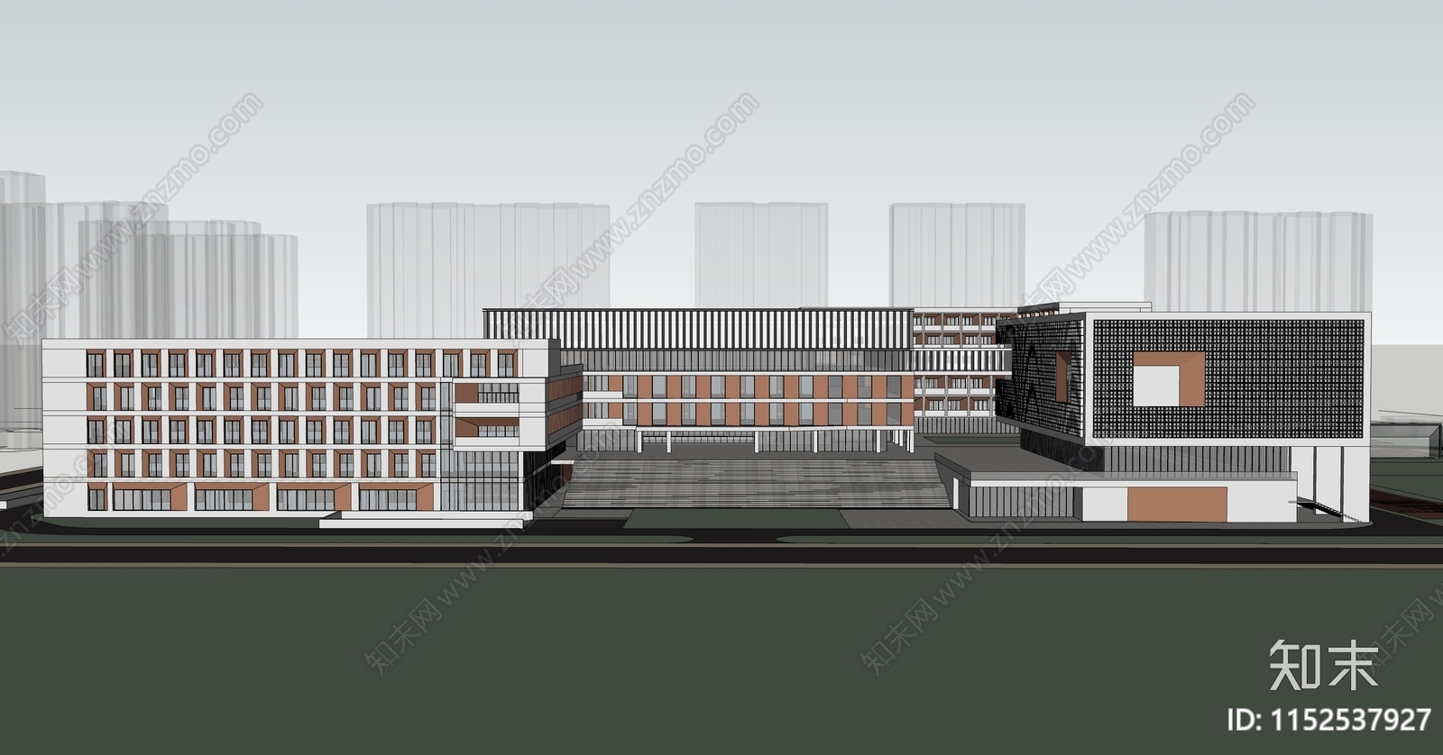 现代学校建筑SU模型下载【ID:1152537927】