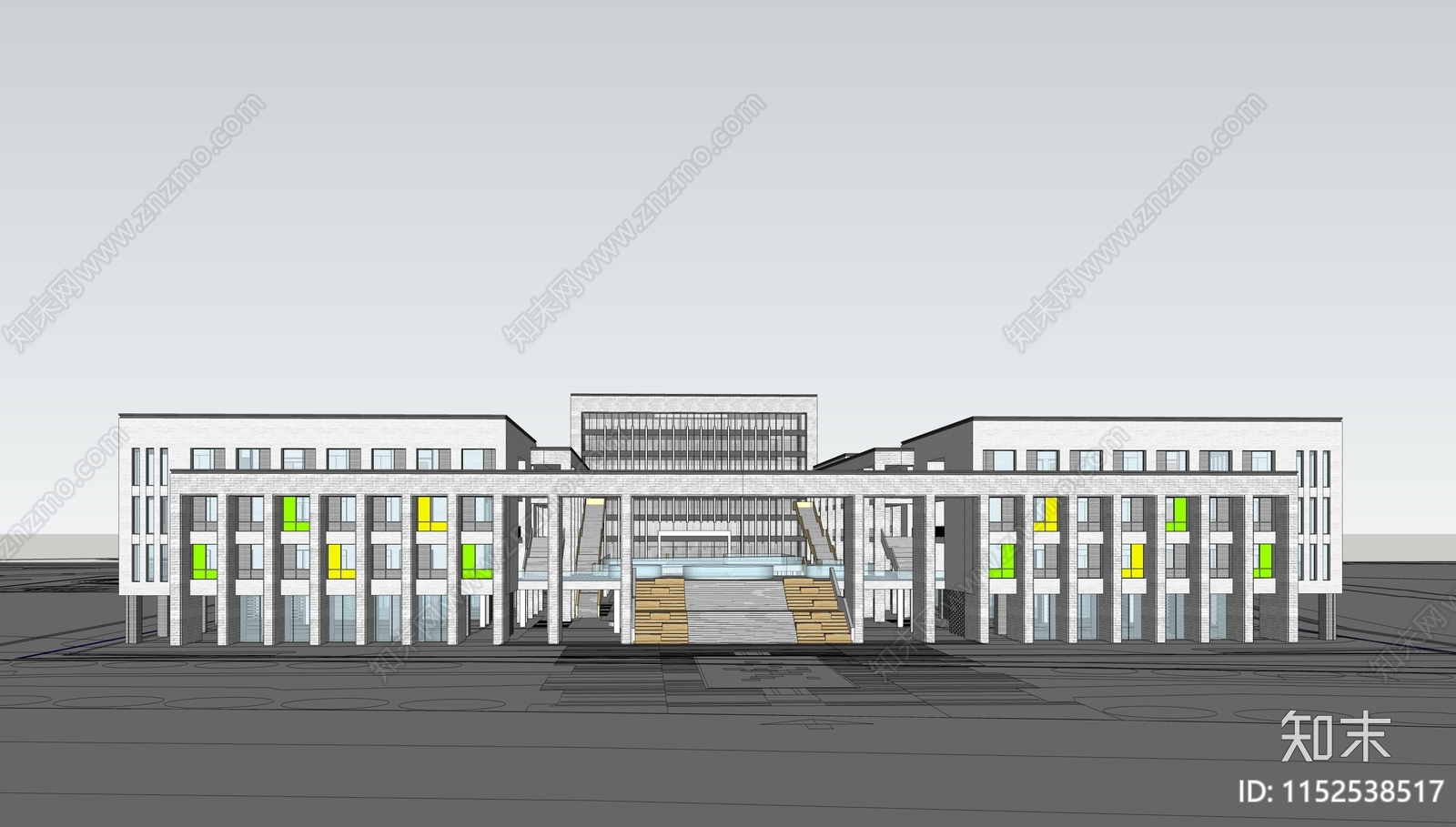 现代学校建筑SU模型下载【ID:1152538517】