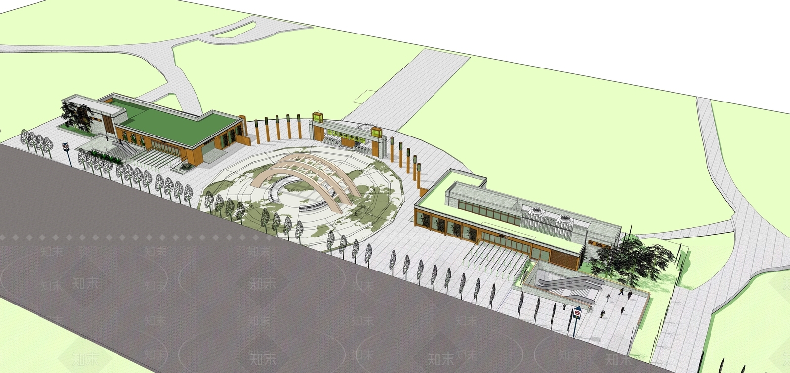 上海现代动物园大门SU模型下载【ID:1152545492】