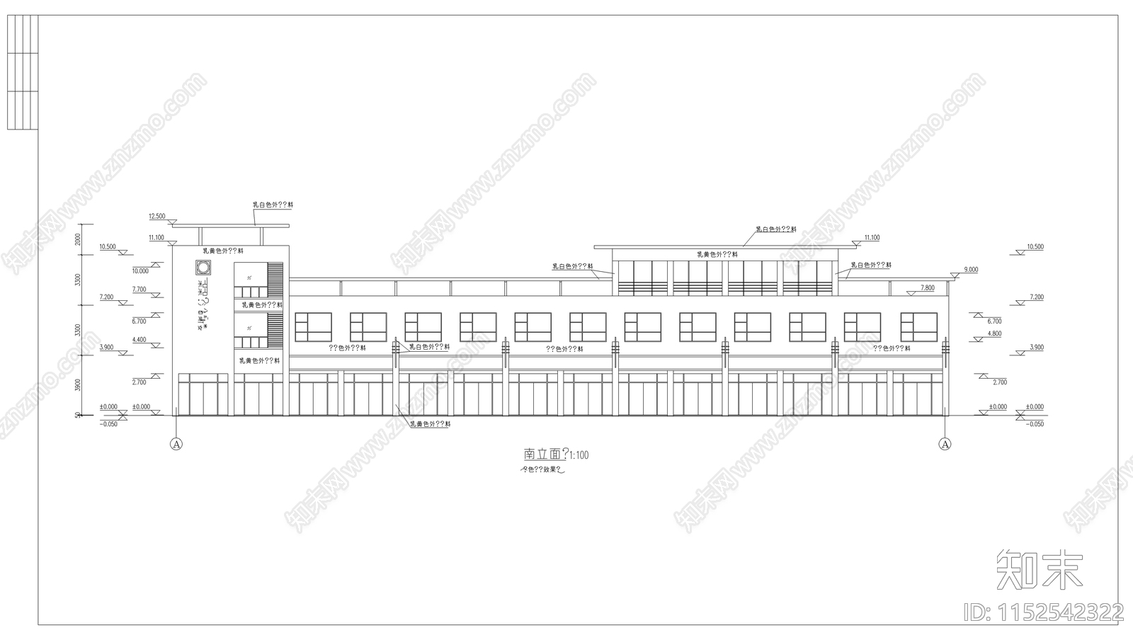 现代城镇沿街商业街建筑cad施工图下载【ID:1152542322】