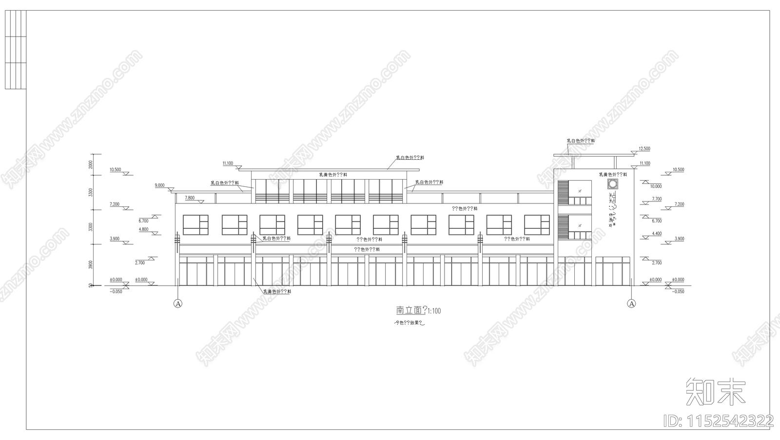 现代城镇沿街商业街建筑cad施工图下载【ID:1152542322】