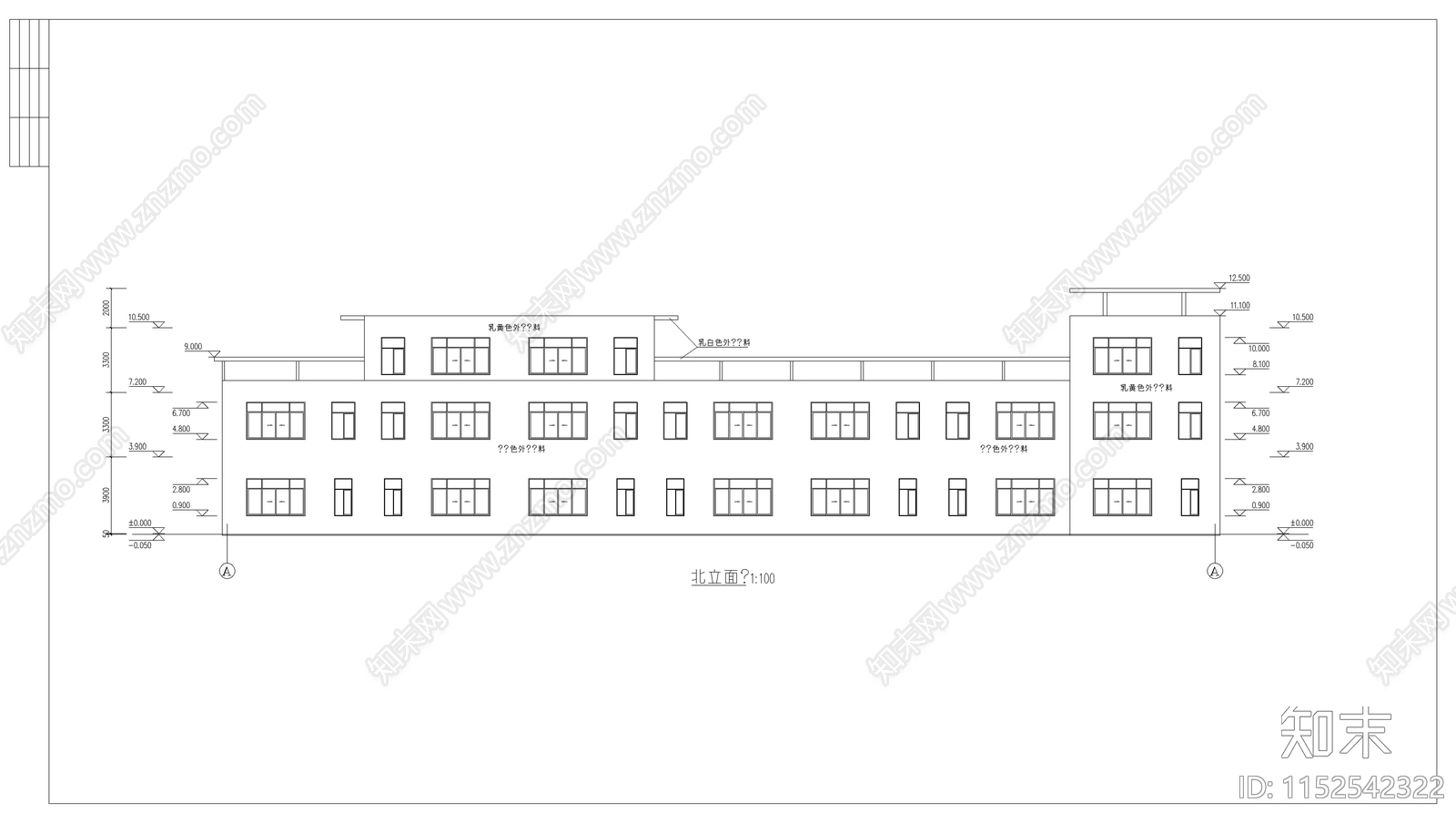 现代城镇沿街商业街建筑cad施工图下载【ID:1152542322】