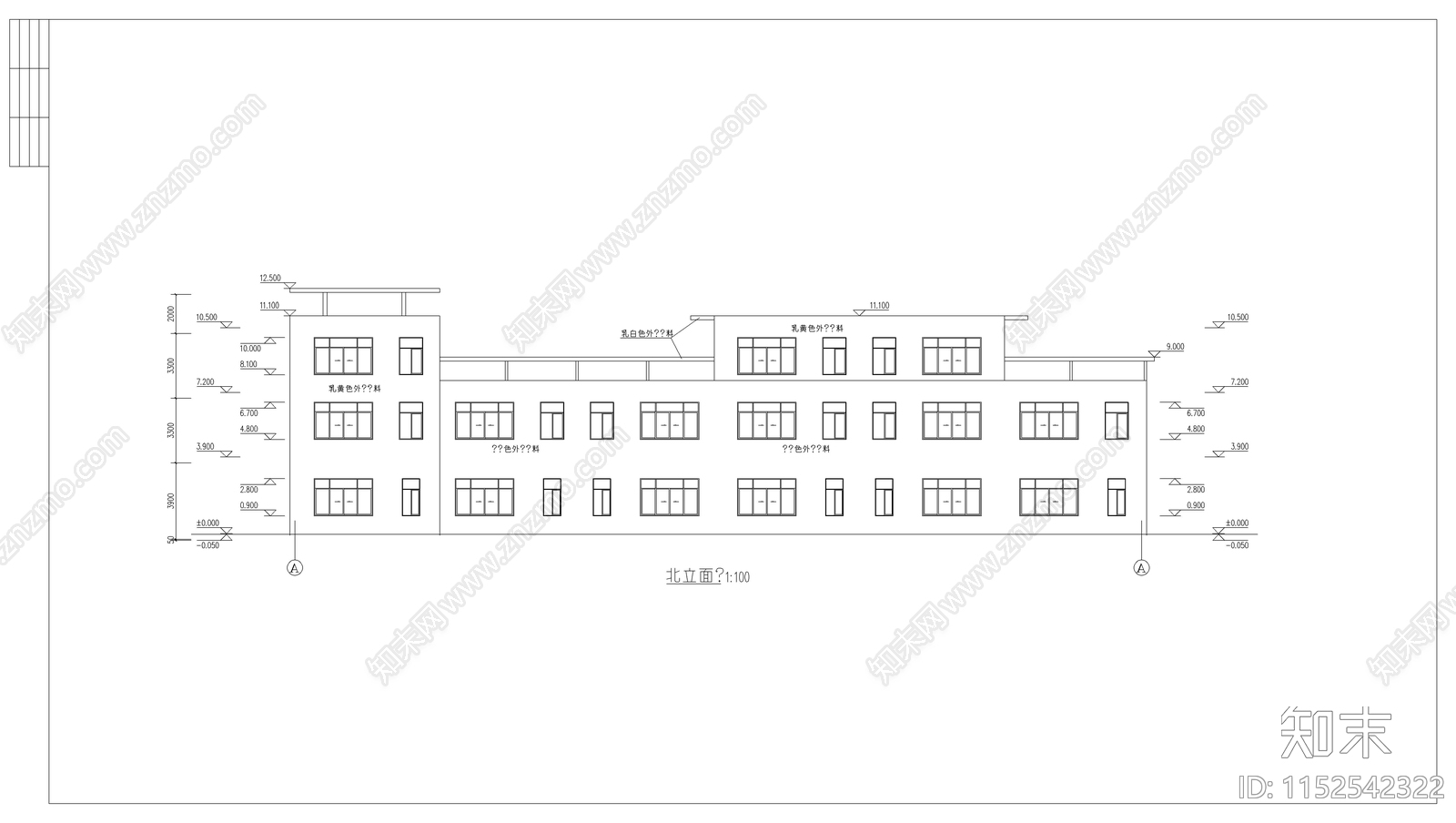 现代城镇沿街商业街建筑cad施工图下载【ID:1152542322】