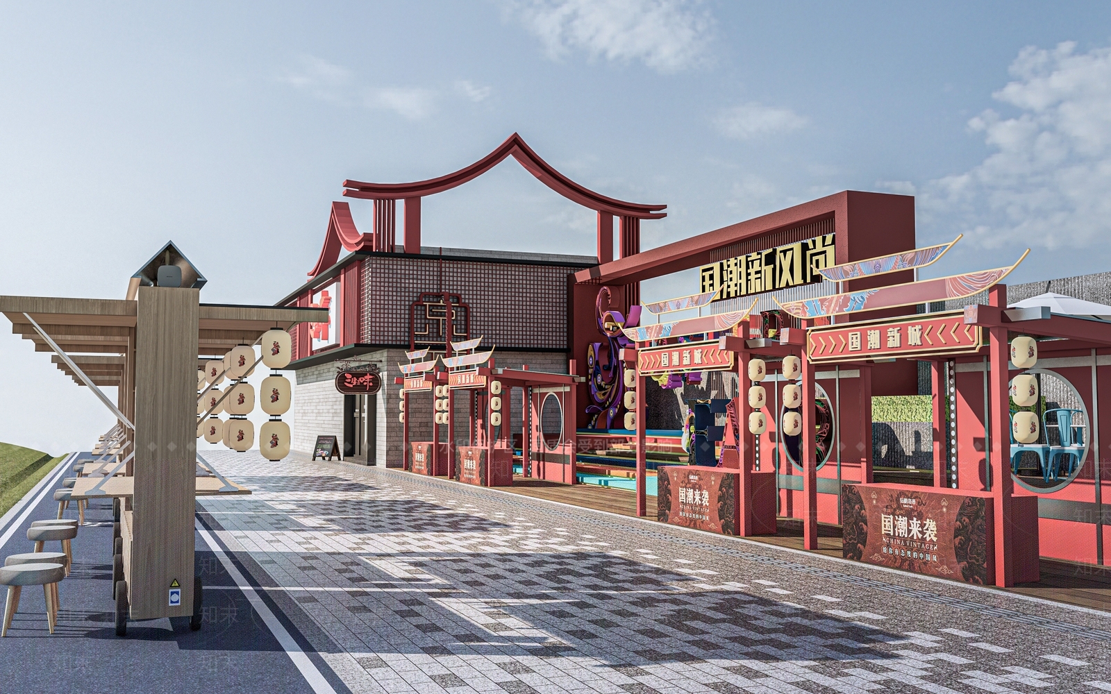 现代商业街区3D模型下载【ID:1152542275】
