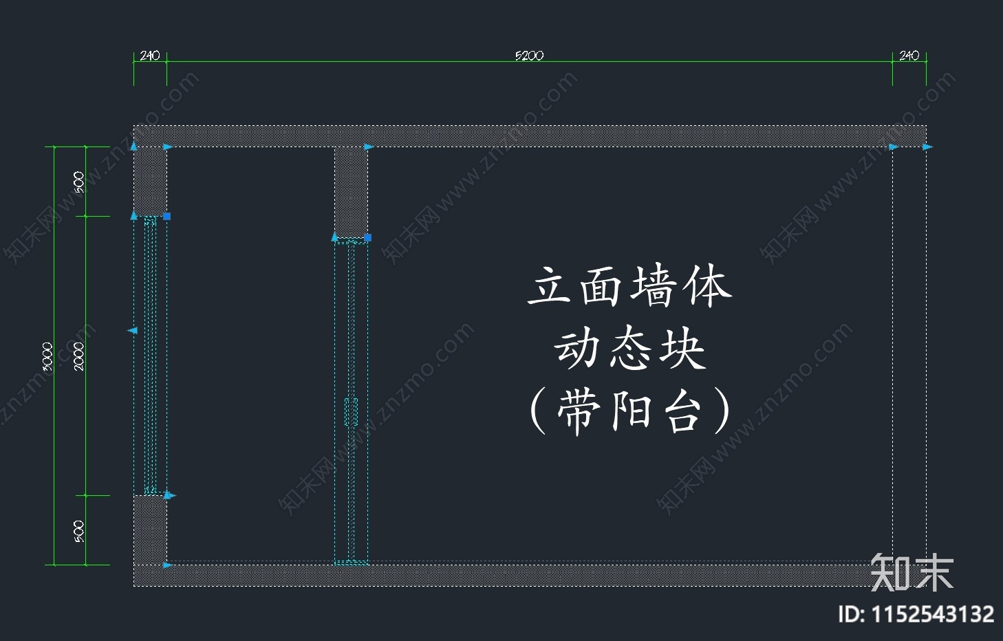 立面墙体动态块施工图下载【ID:1152543132】