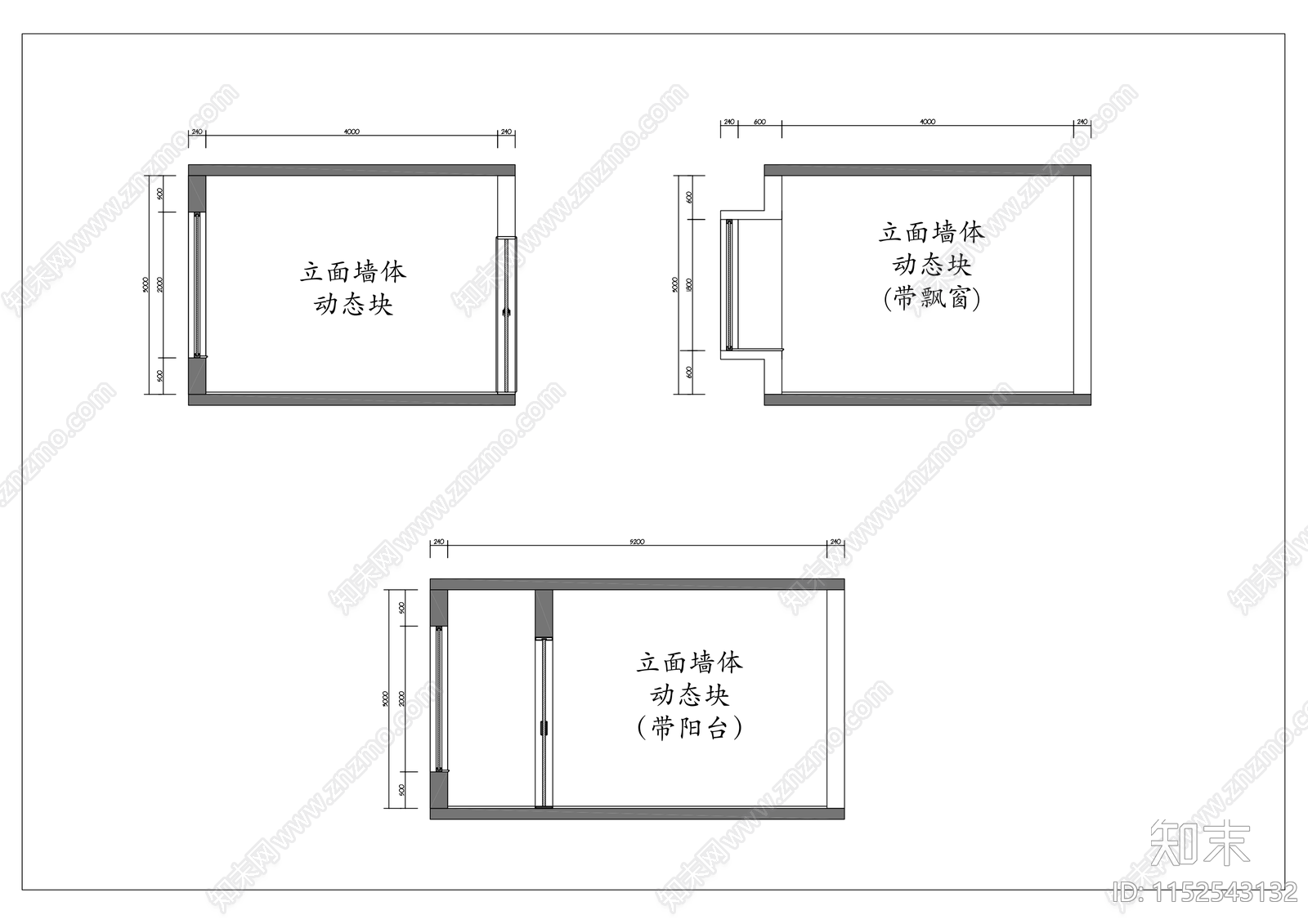 立面墙体动态块施工图下载【ID:1152543132】