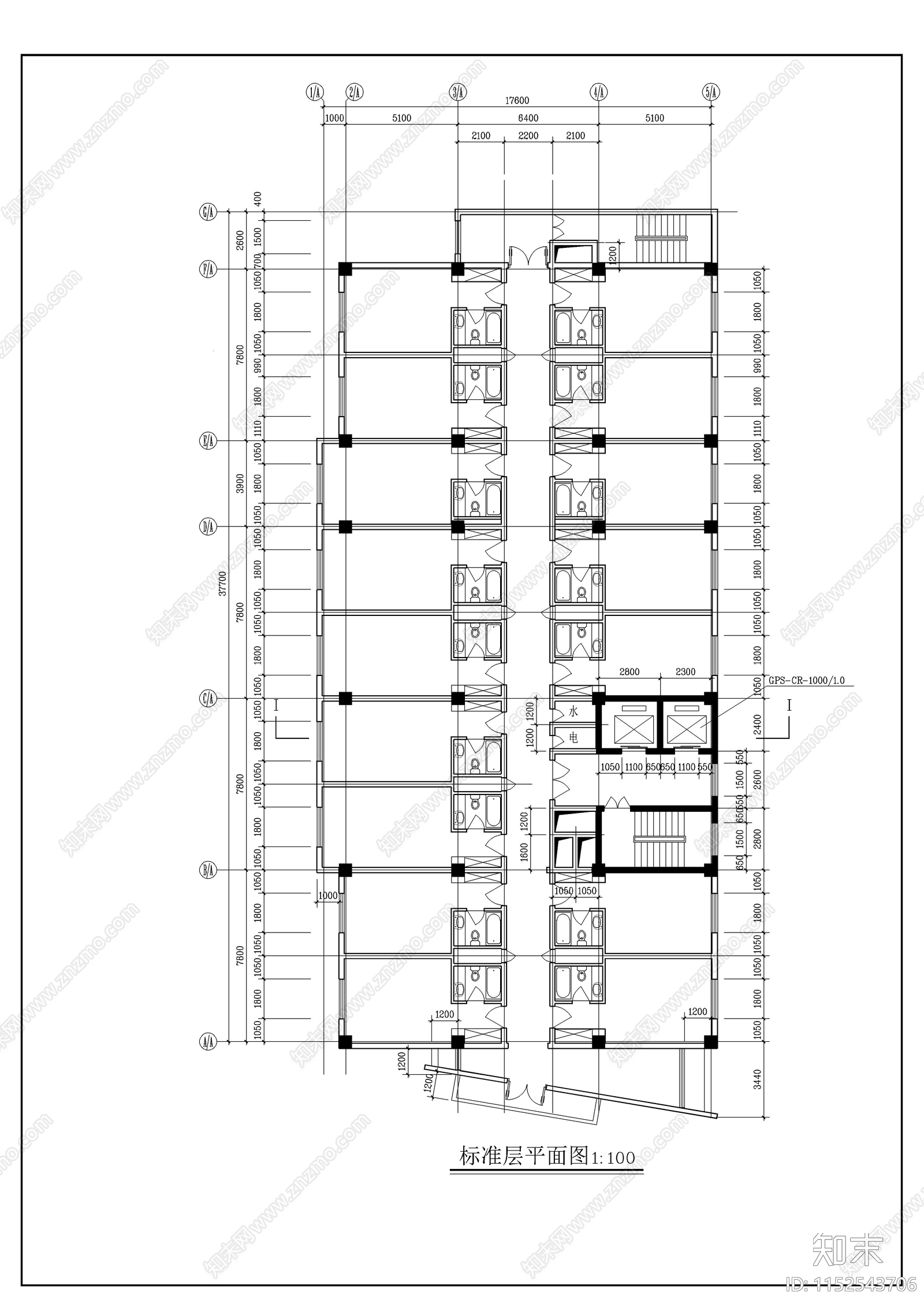 某大型商场建筑cad施工图下载【ID:1152543706】