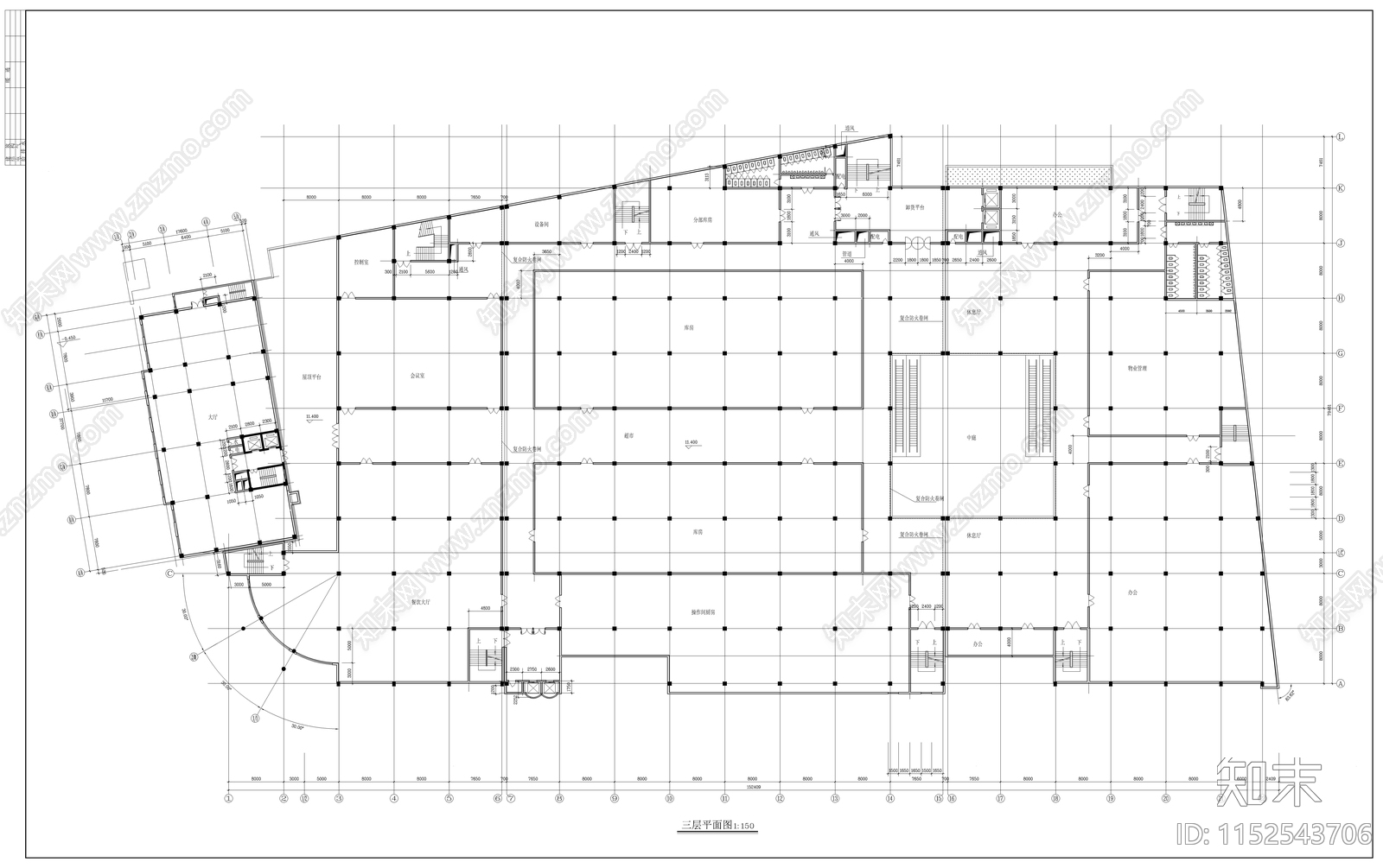 某大型商场建筑cad施工图下载【ID:1152543706】