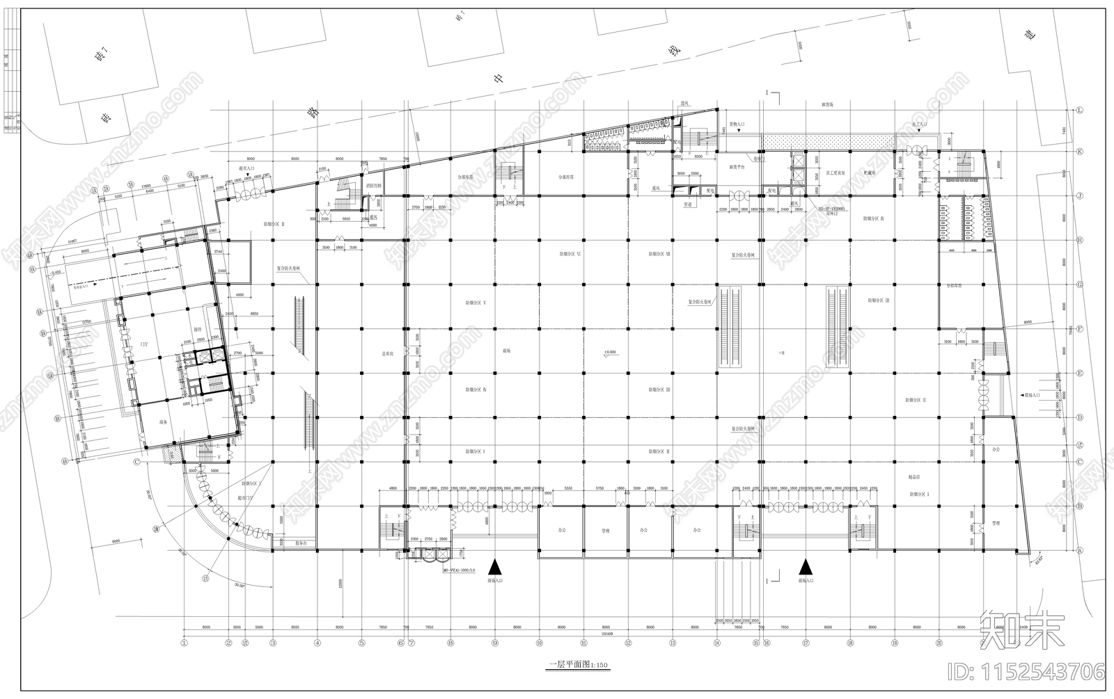 某大型商场建筑cad施工图下载【ID:1152543706】