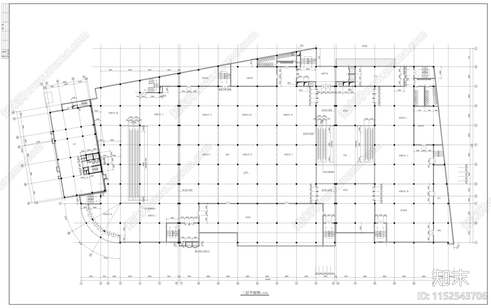 某大型商场建筑cad施工图下载【ID:1152543706】