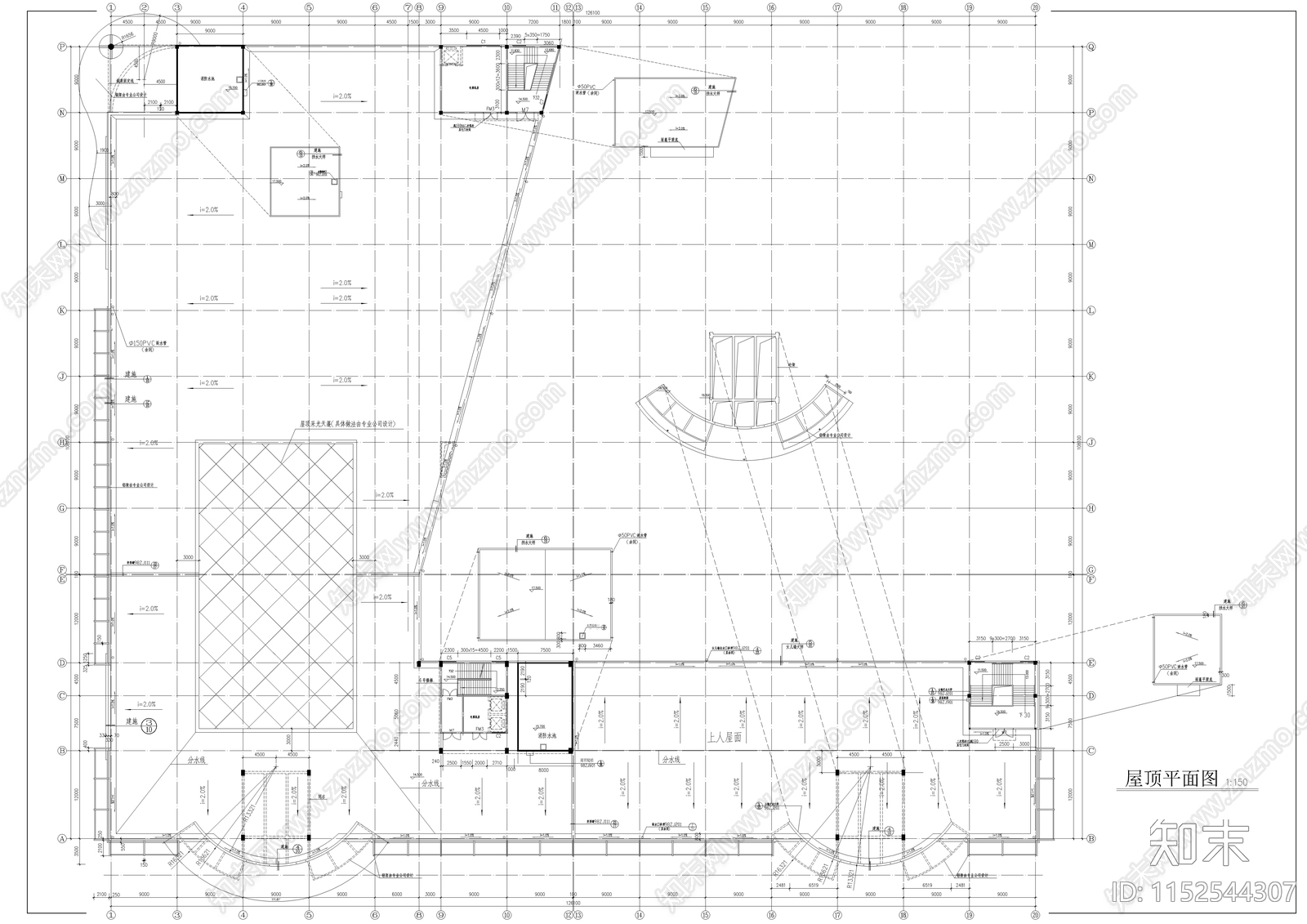 现代大型商业广场建筑cad施工图下载【ID:1152544307】