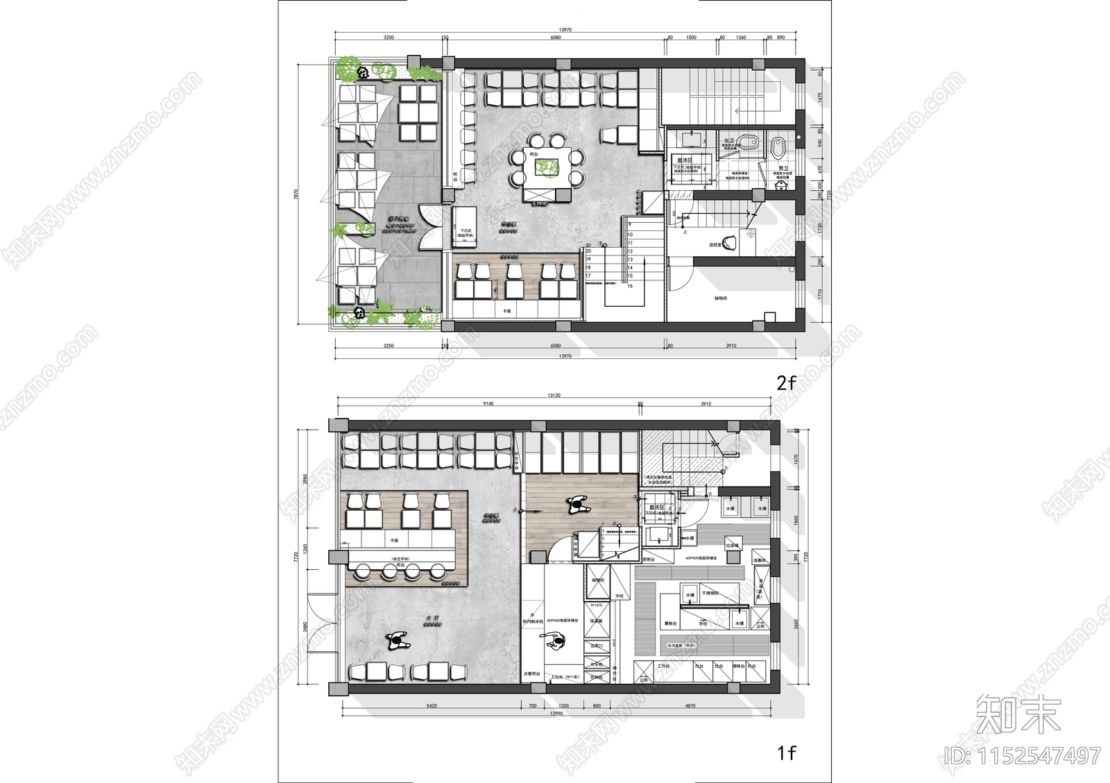 260㎡两层复古咖啡甜品店施工图下载【ID:1152547497】