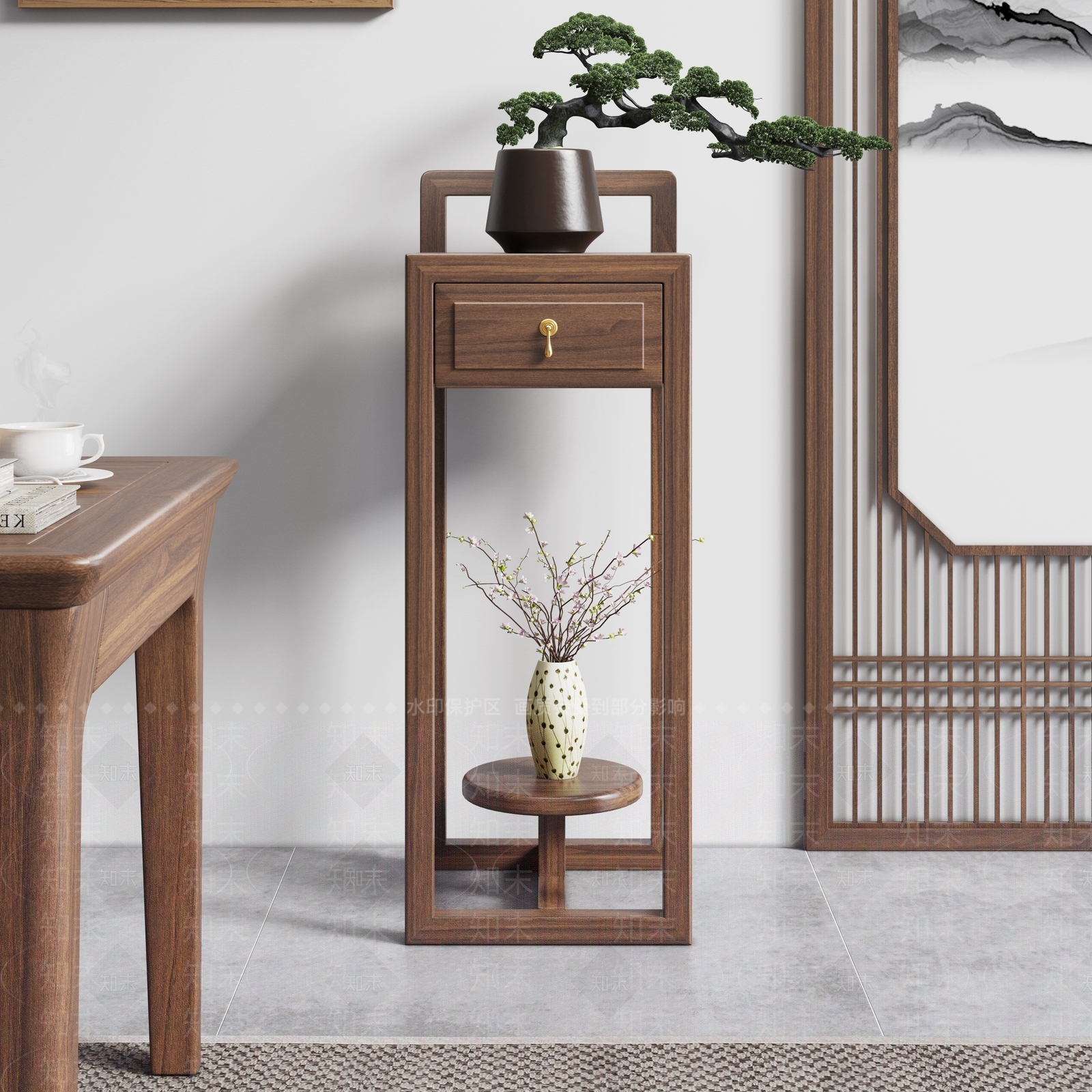 新中式花架3D模型下载【ID:1152549481】