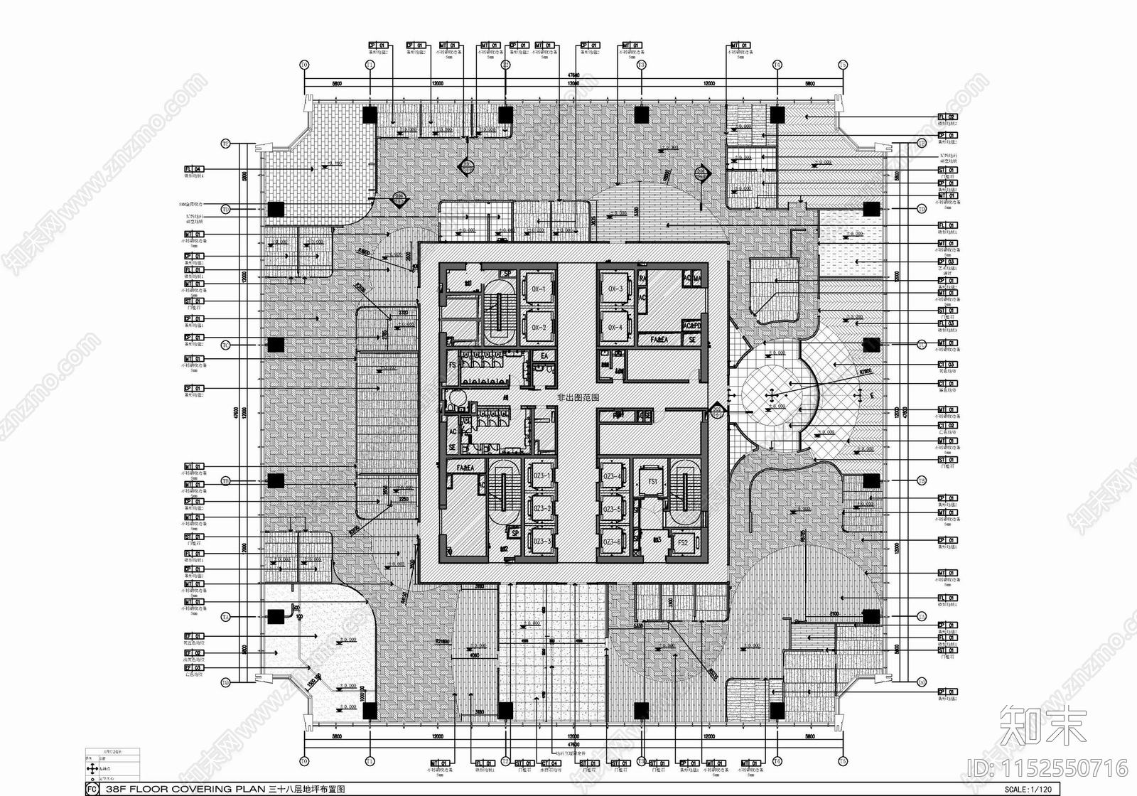 6000㎡两层大型办公室室施工图下载【ID:1152550716】