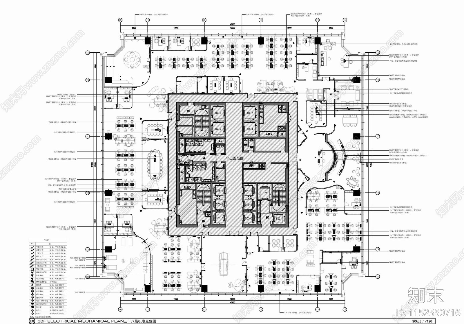 6000㎡两层大型办公室室施工图下载【ID:1152550716】