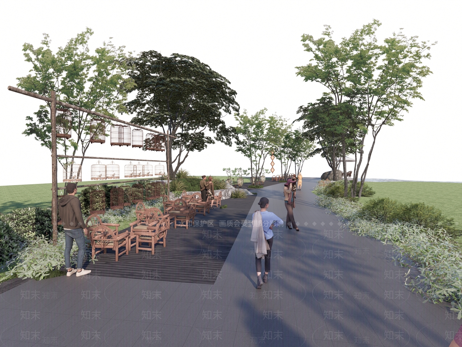 新中式乡村公园SU模型下载【ID:1152551498】