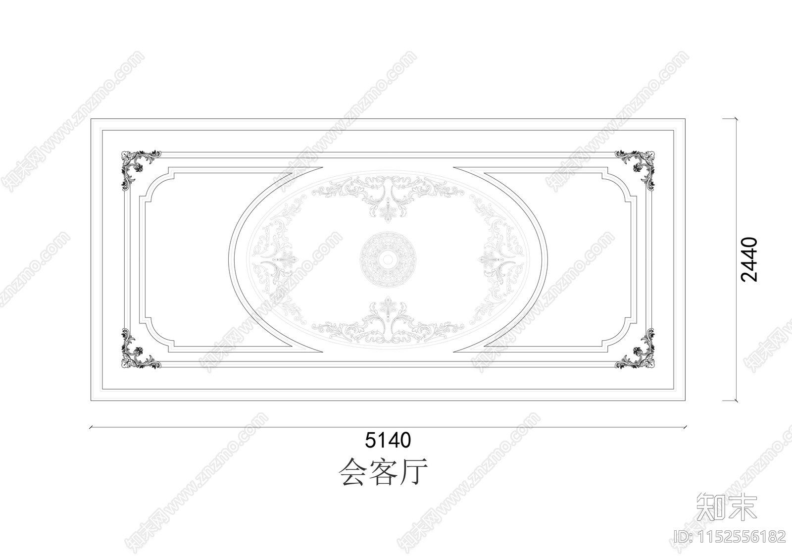欧式法式天花石膏线吊顶图库施工图下载【ID:1152556182】