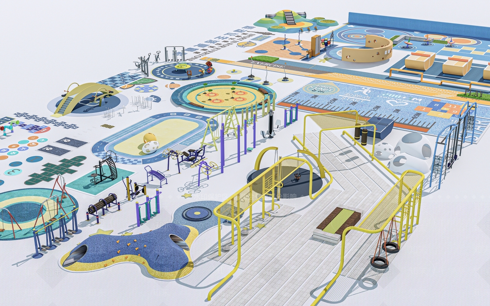 现代儿童游乐设施3D模型下载【ID:1152556901】