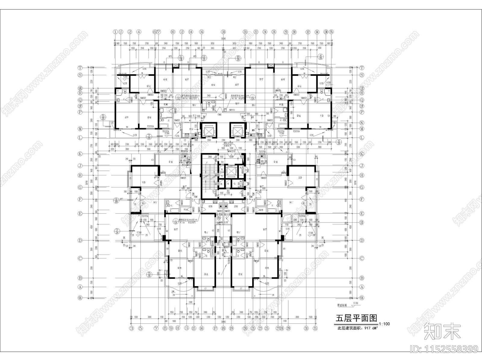 高层综合大楼建cad施工图下载【ID:1152558399】