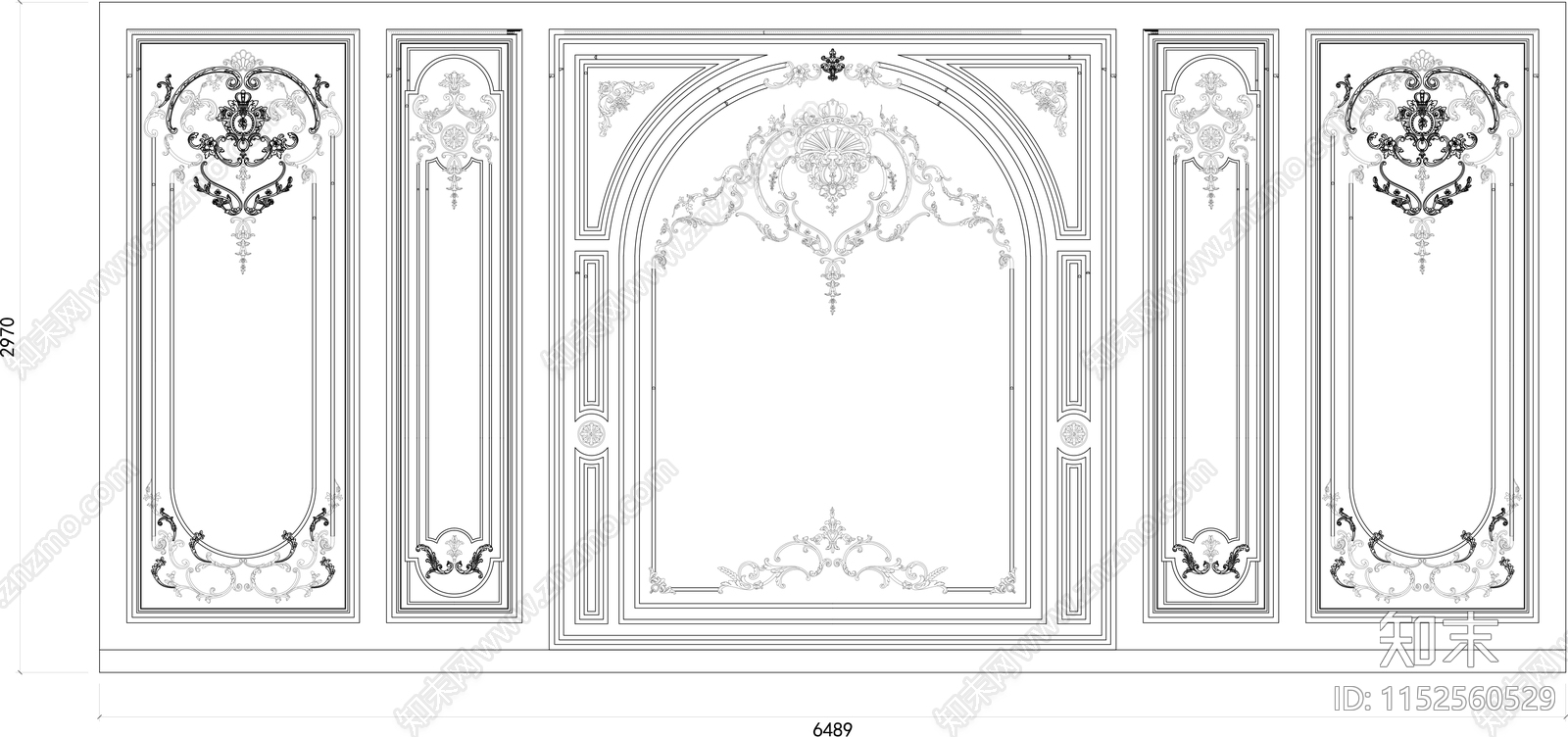 欧式法式墙面石膏线吊顶施工图下载【ID:1152560529】
