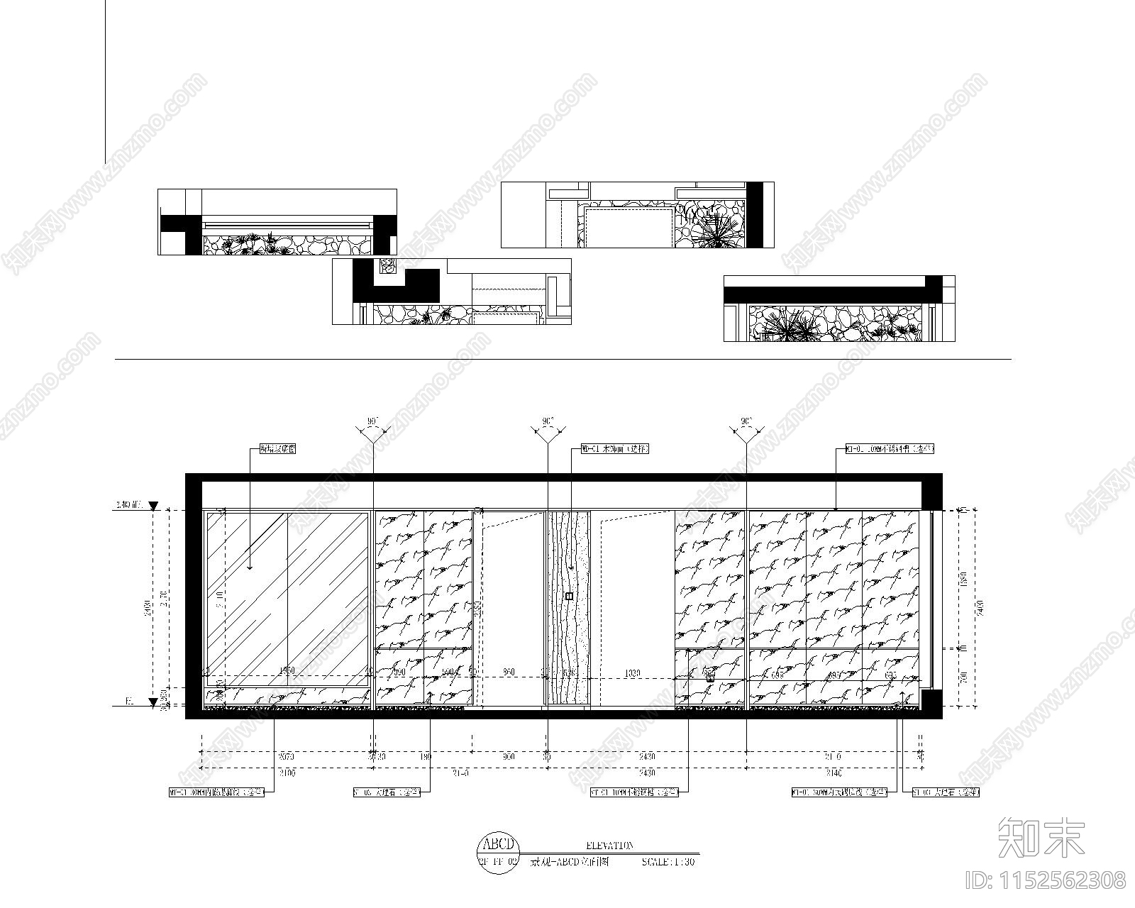 六层别墅立面cad施工图下载【ID:1152562308】