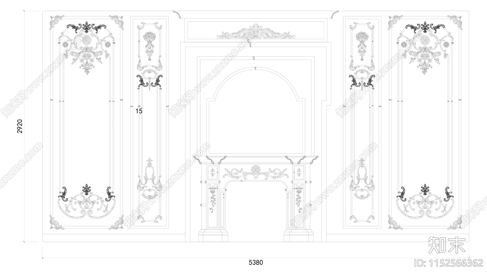 欧式法式墙面石膏线施工图下载【ID:1152566362】