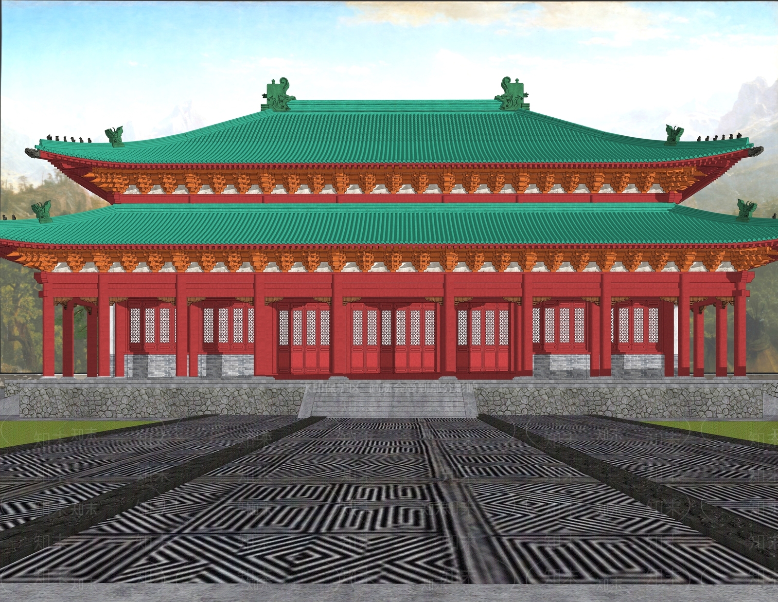 中式明清古代建筑SU模型下载【ID:1152566502】