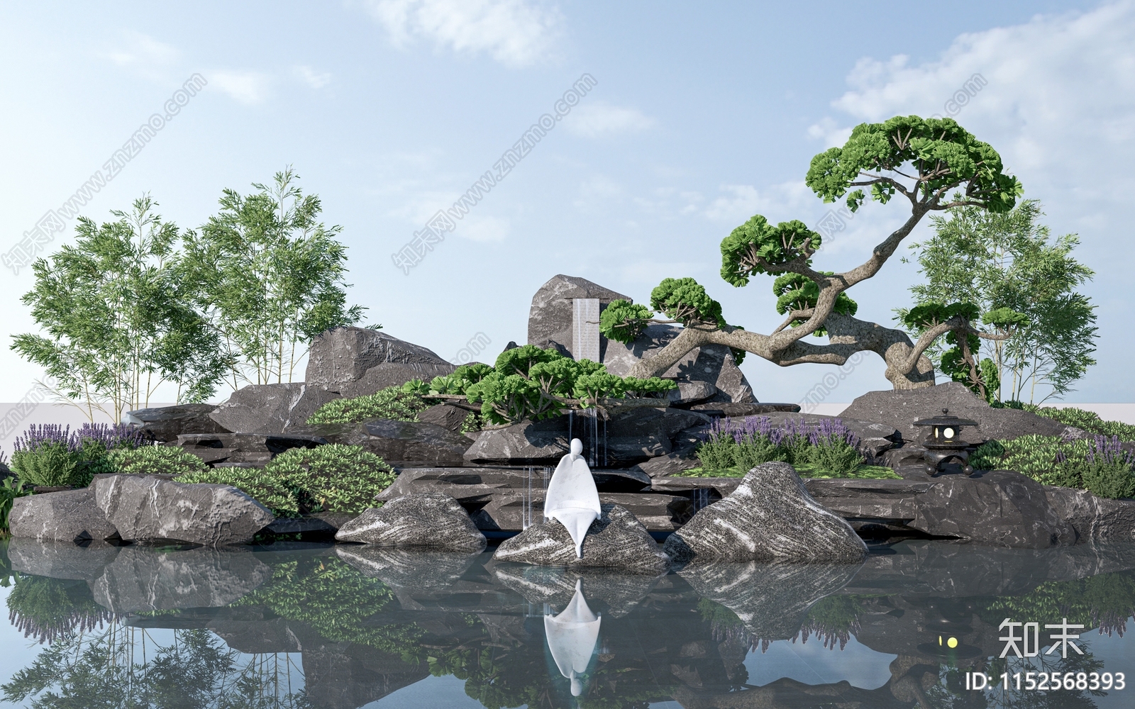 新中式假山水景3D模型下载【ID:1152568393】