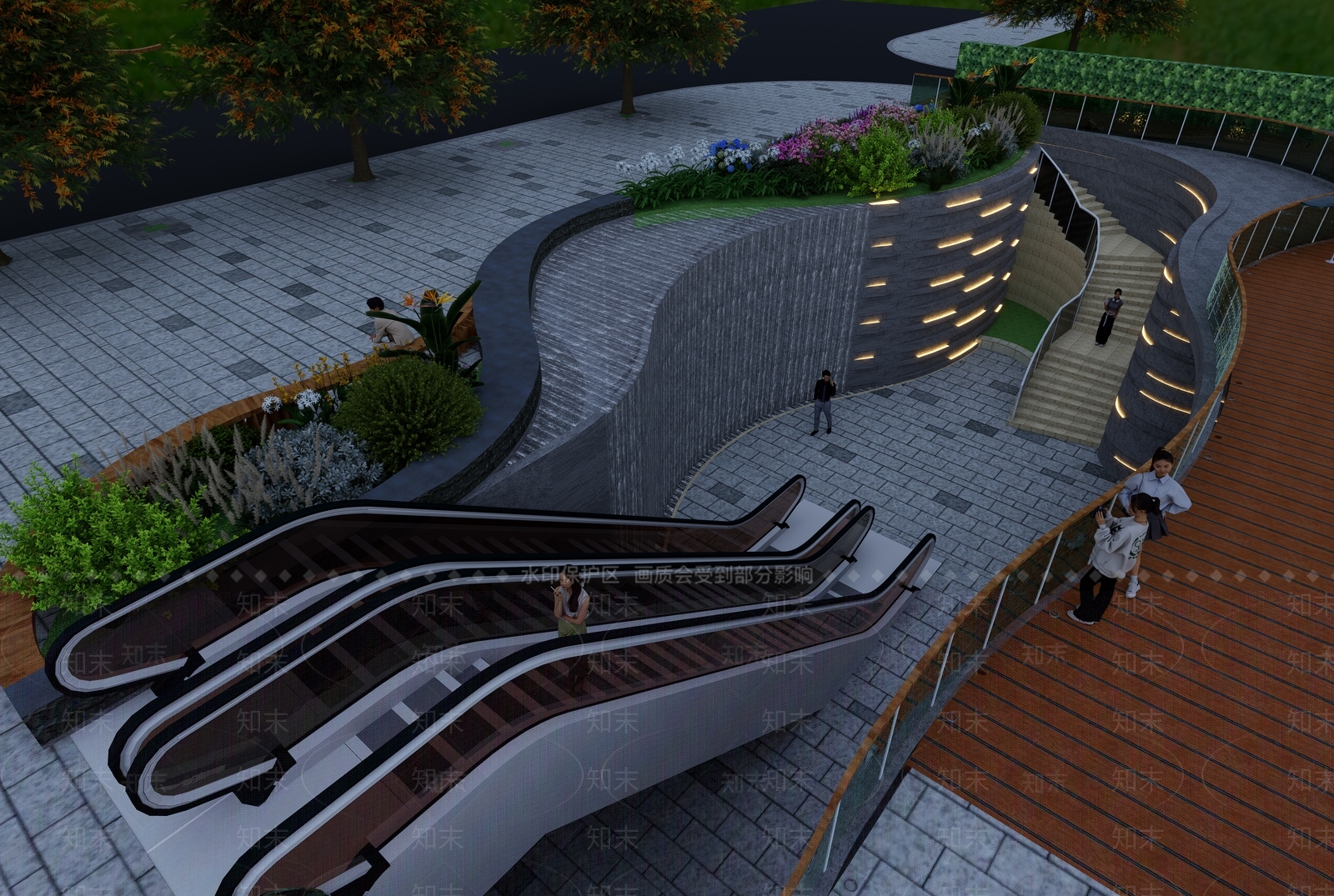 现代台阶景观SU模型下载【ID:1152570951】