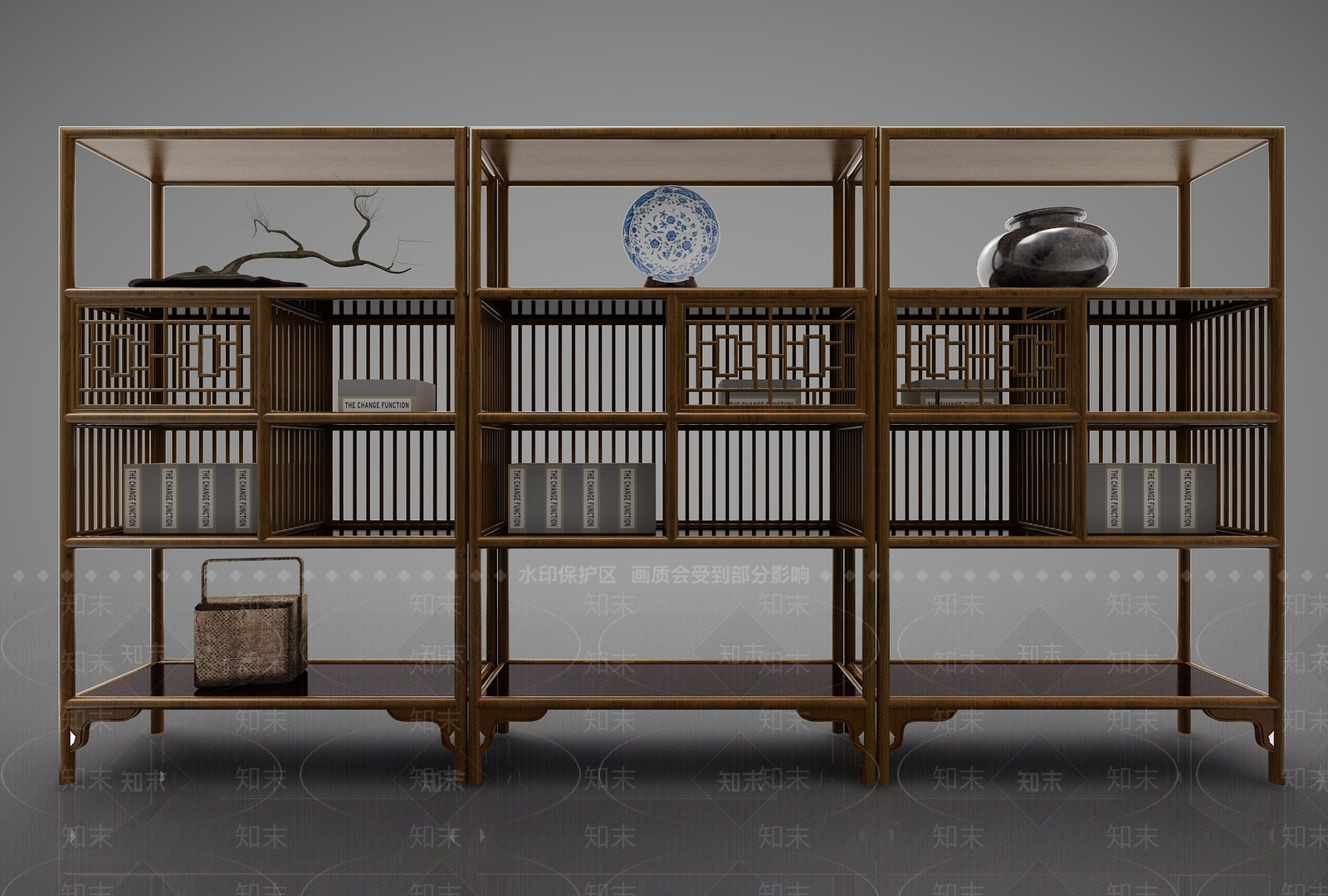 新中式书架3D模型下载【ID:1152574806】