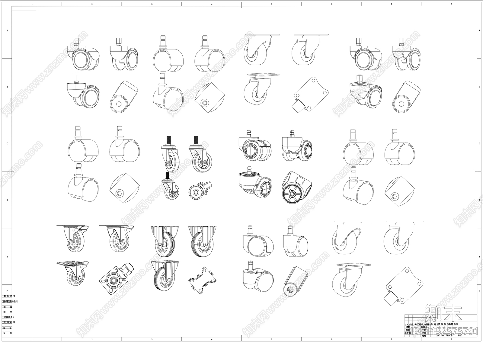 滑轮图库cad施工图下载【ID:1152575791】