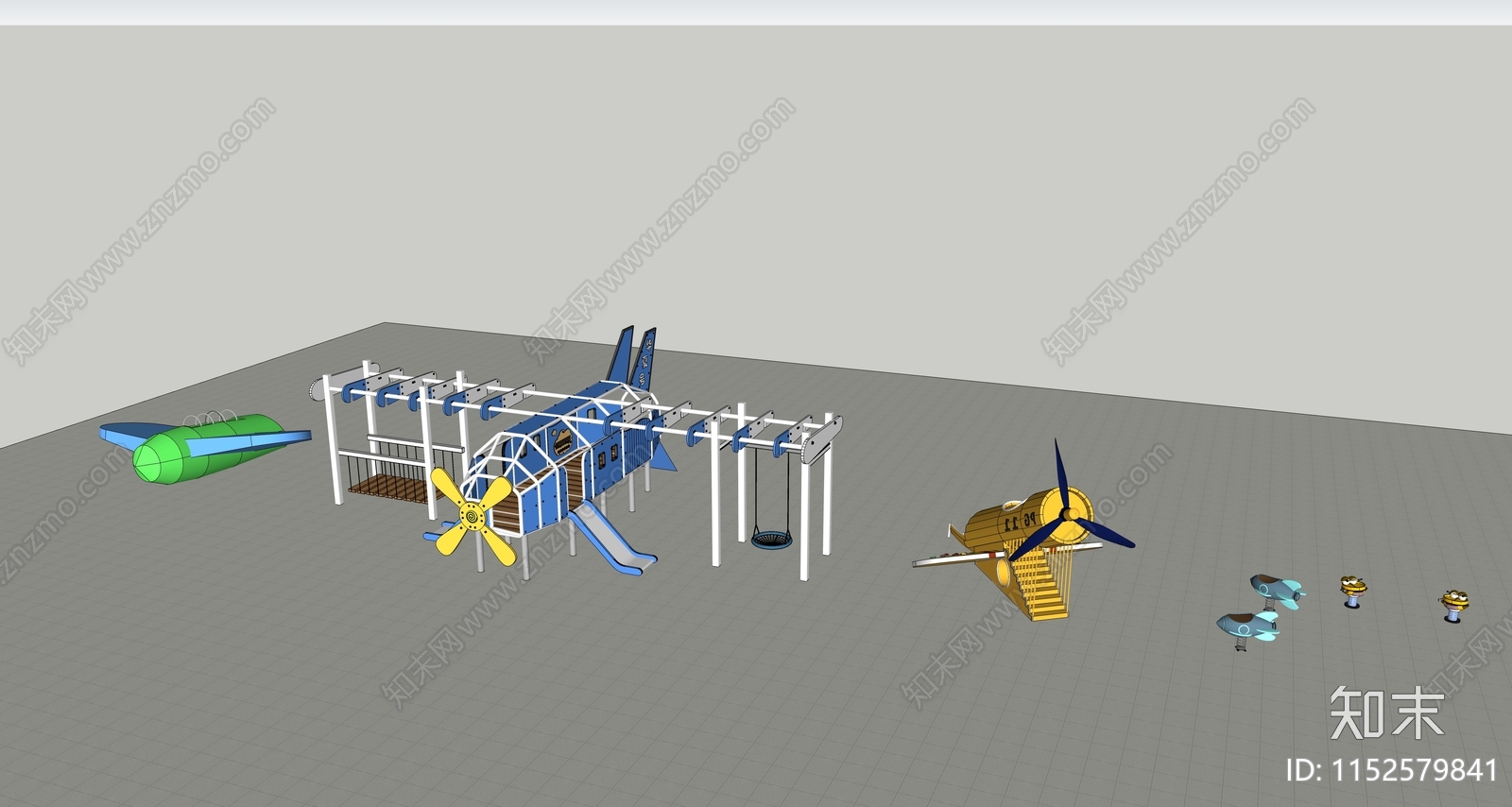 飞机儿童滑梯SU模型下载【ID:1152579841】