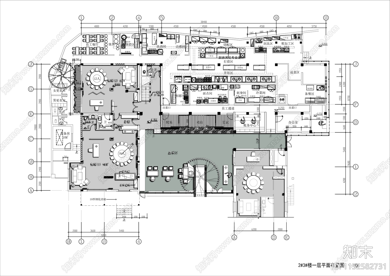1600㎡两层休闲会所平面布局图cad施工图下载【ID:1152582731】