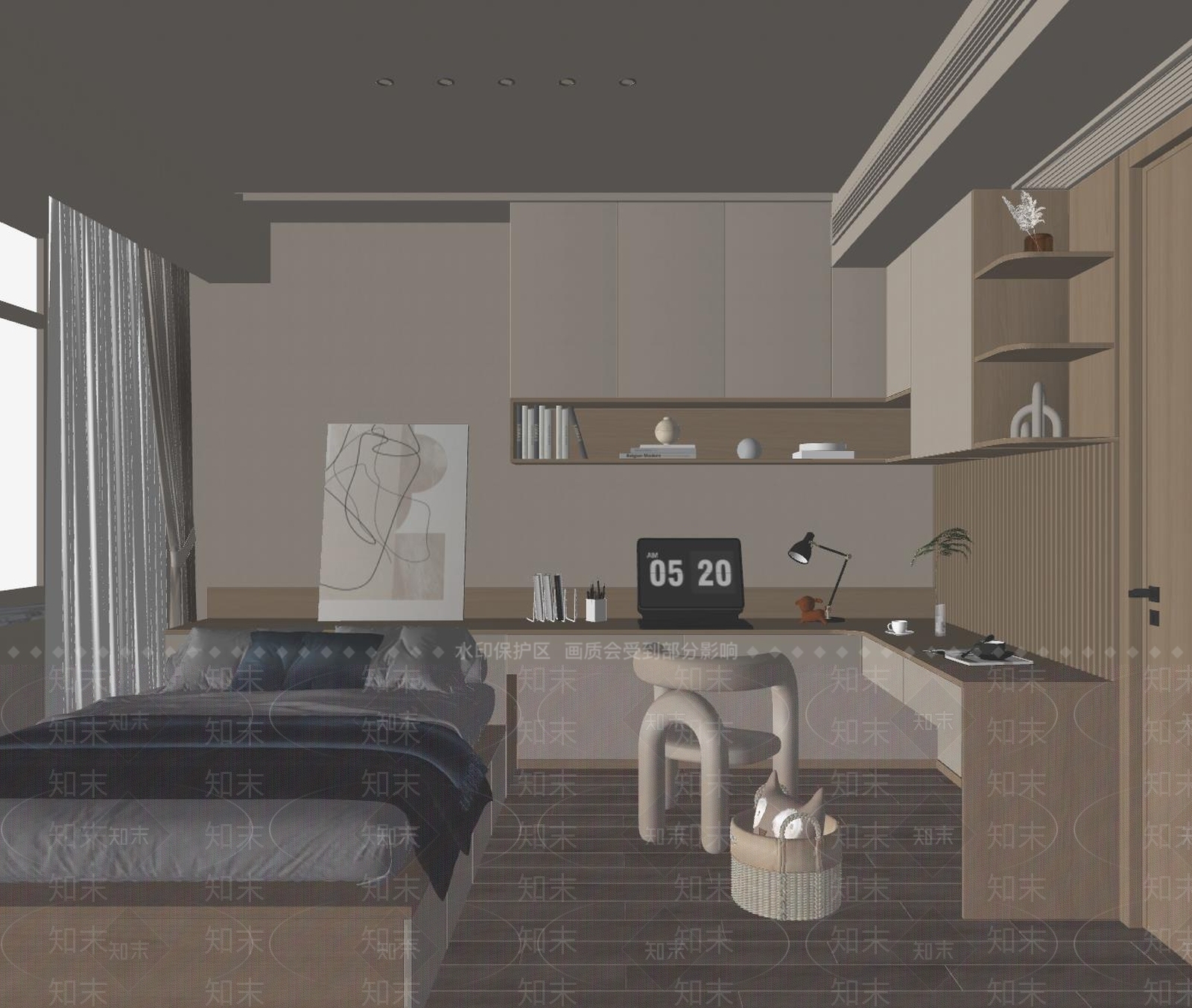 现代榻榻米卧室SU模型下载【ID:1152584195】