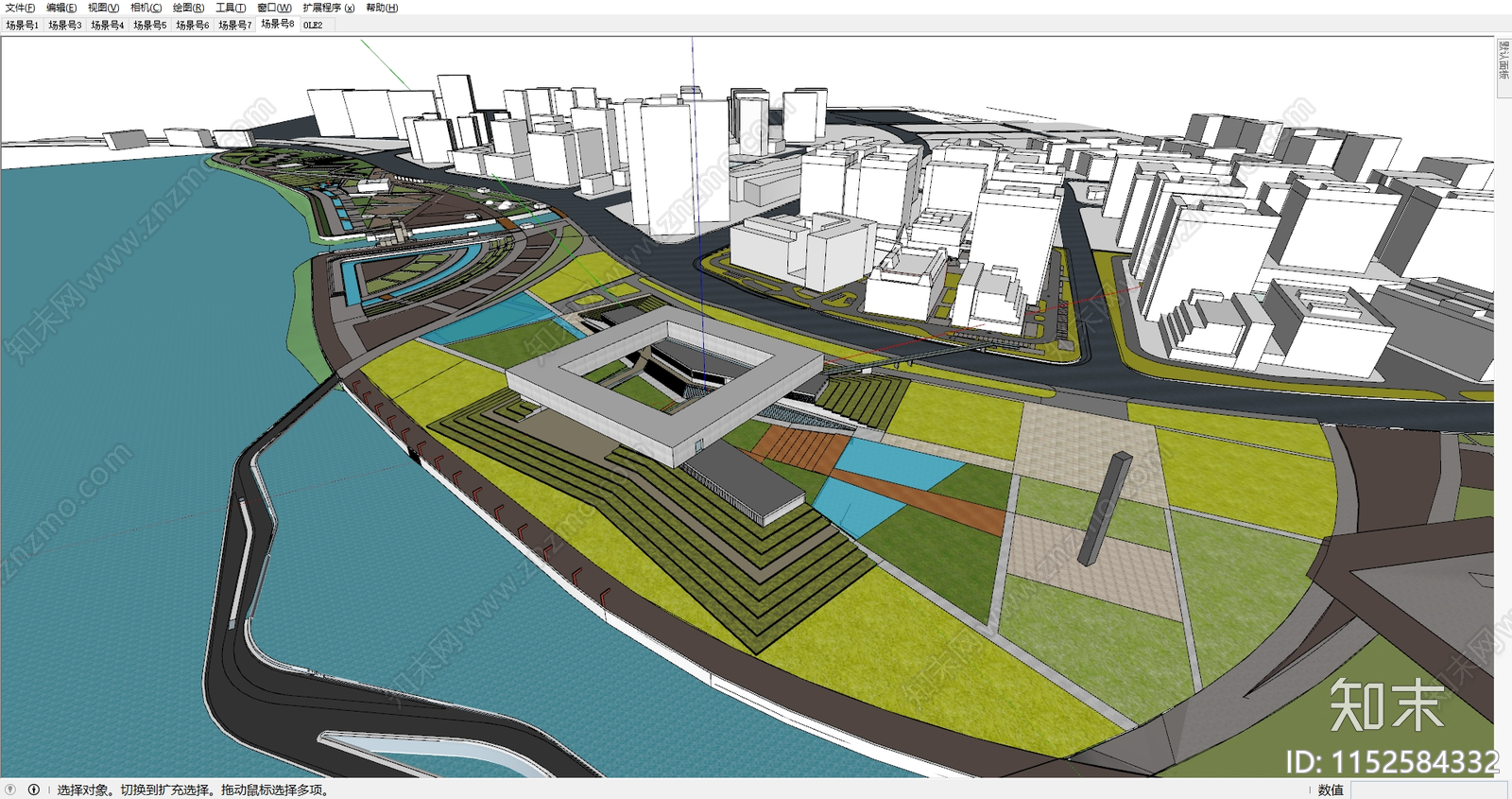 现代滨江公园SU模型下载【ID:1152584332】