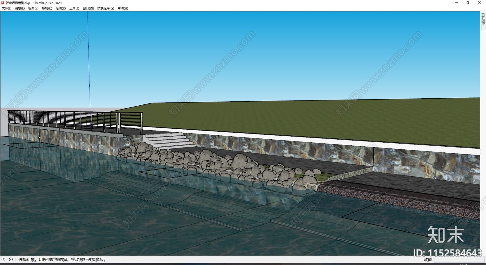 现代驳岸景观SU模型下载【ID:1152584643】