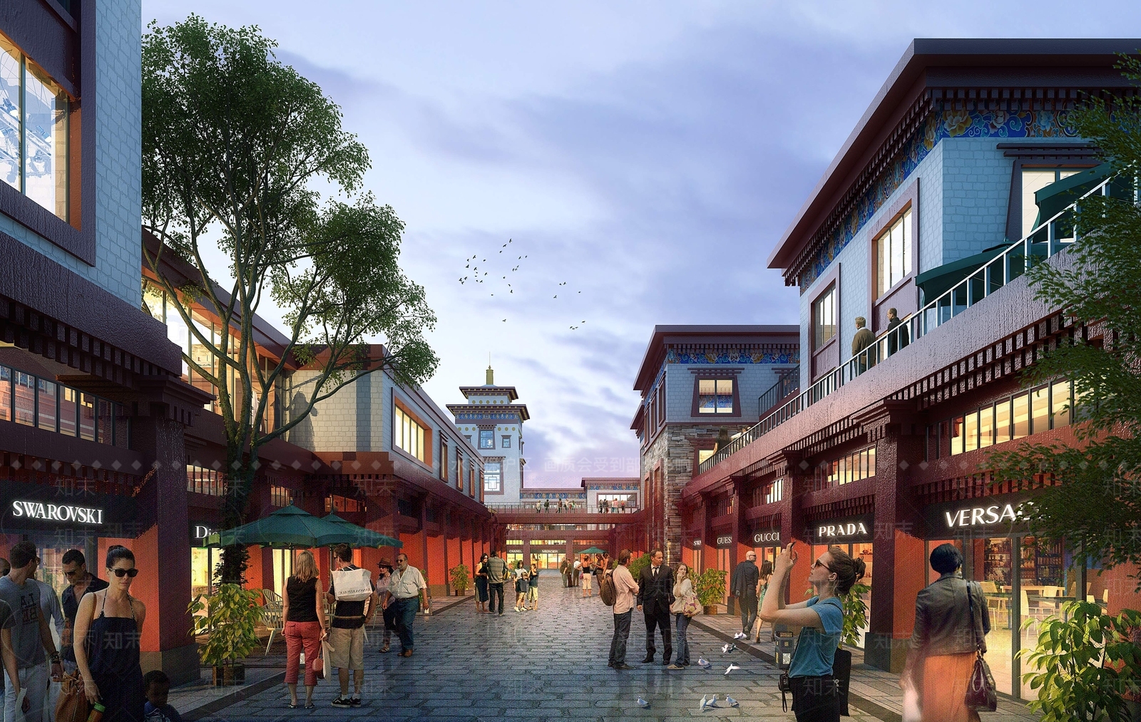 现代西藏风格商业街SU模型下载【ID:1152850266】