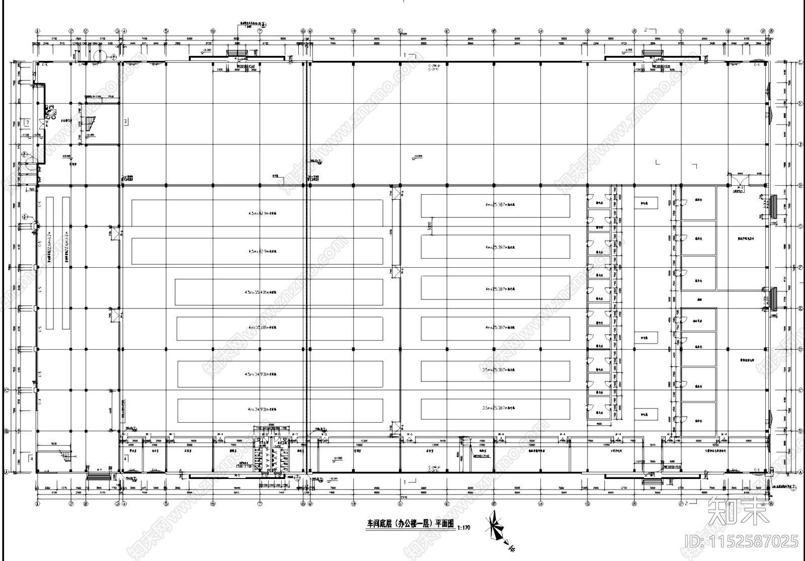 排架结构车间厂房办公楼工业建筑cad施工图下载【ID:1152587025】