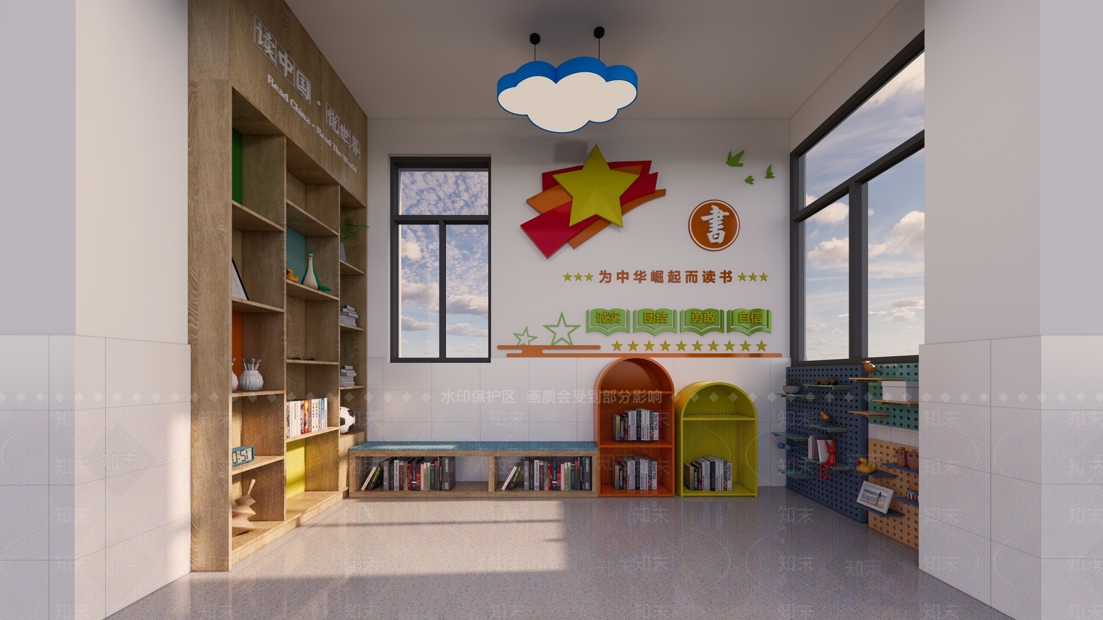 现代校园读书角SU模型下载【ID:1152587545】