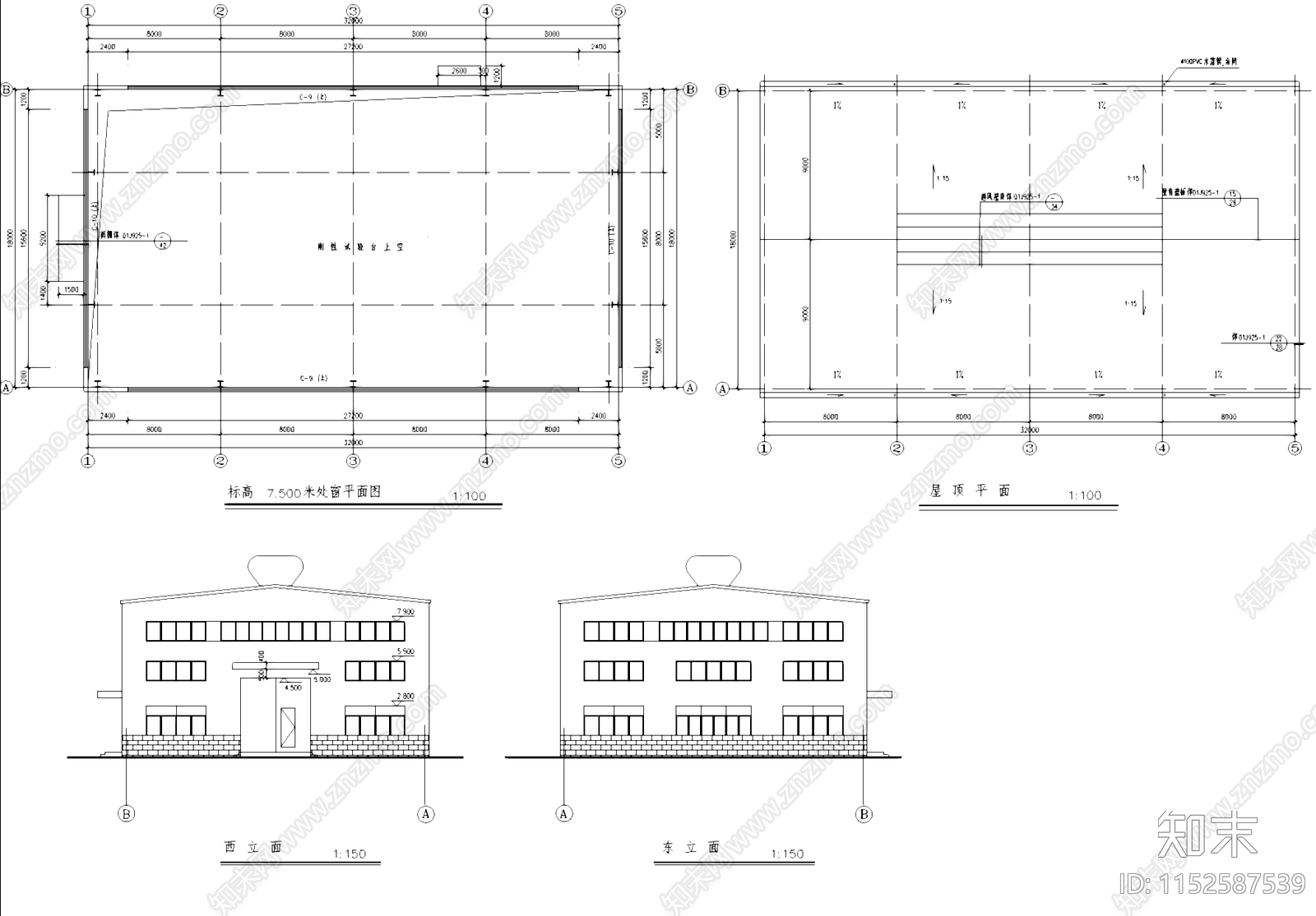 机械工厂单层钢结构车间厂房工业建筑cad施工图下载【ID:1152587539】