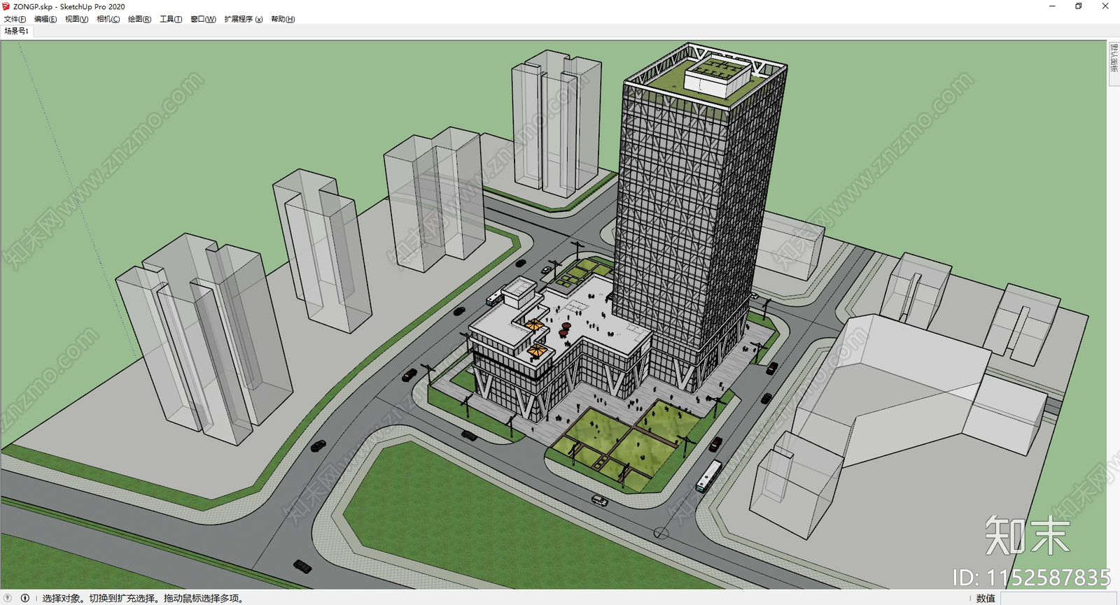 现代超高层办公楼SU模型下载【ID:1152587835】