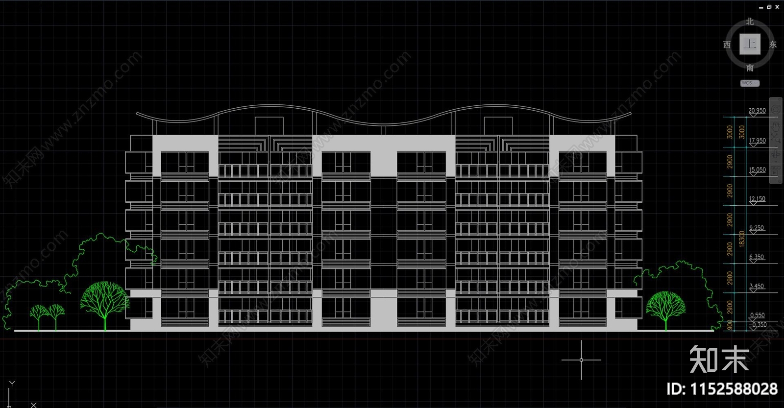 住宅区建筑立面图cad施工图下载【ID:1152588028】